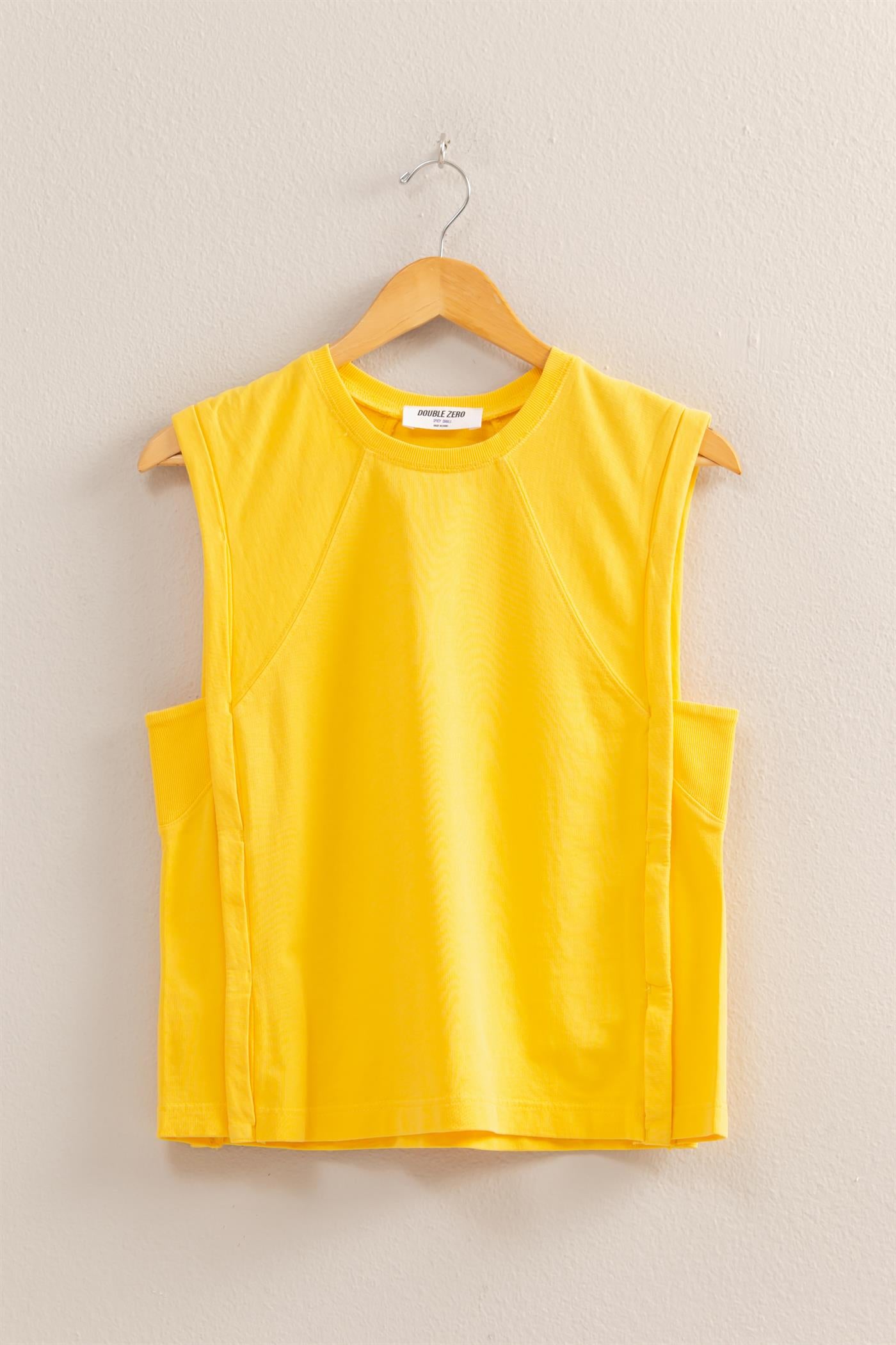 Wholesale Round Neck Sleeveless Boxy Top Clothing Tops DZ25C561 SUNFLOWER DOUBLE ZERO