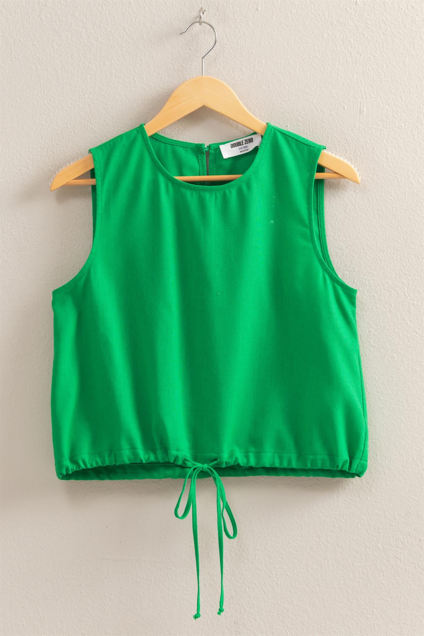 Wholesale Sand Washed Sleeveless Crop Top Clothing Tops DZ25C515 GREEN DOUBLE ZERO