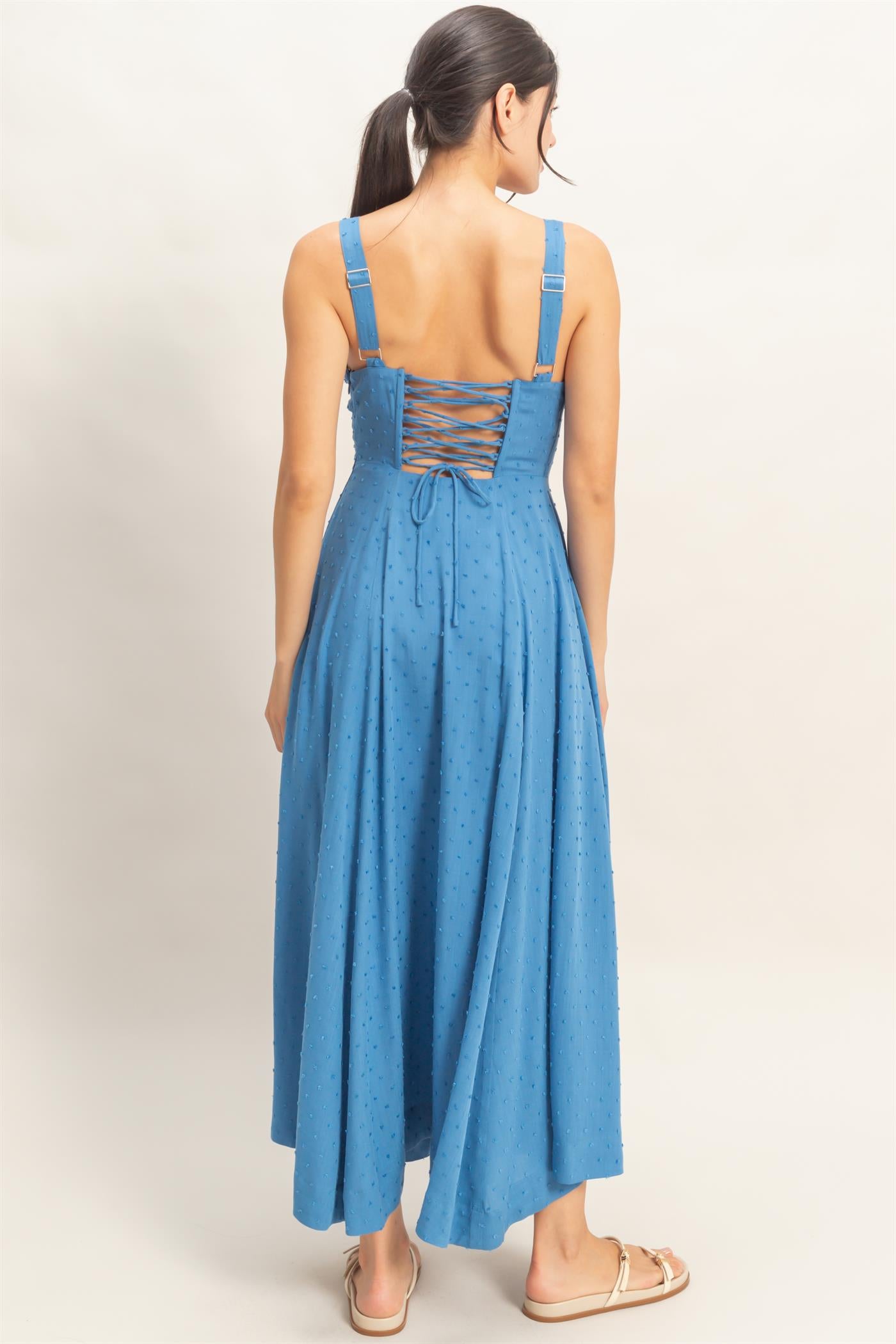 Wholesale Boned Tie-Back Dress Dresses HF25E875 BLUE HYFVE
