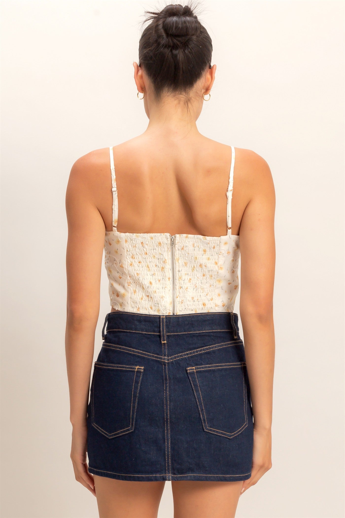 Wholesale Floral Embroidered Top Tank Tops HF26A149 YELLOW HYFVE