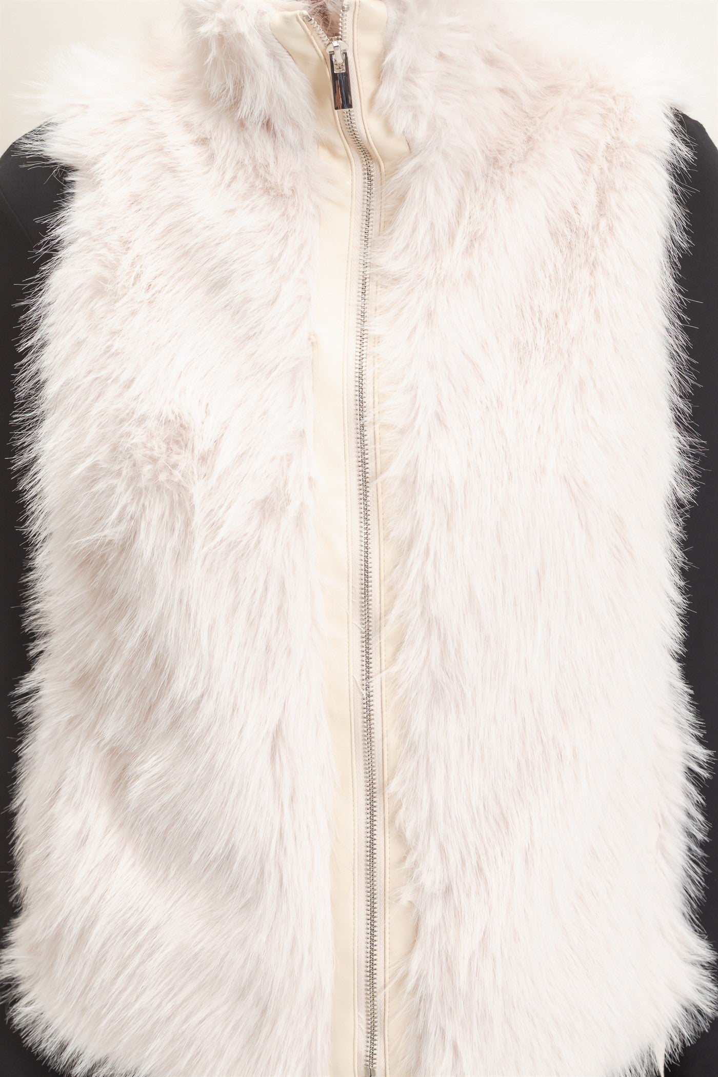 Wholesale Faux Fur Zip-Up Outerwear Vest Vests HF26E532 CREAM HYFVE