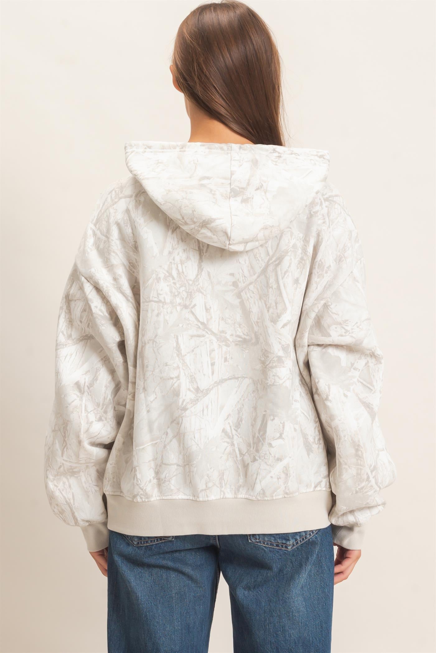 Wholesale Tree Camouflage Zip-Up Hoodie Outerwear DZ26E291 GRAY DOUBLE ZERO