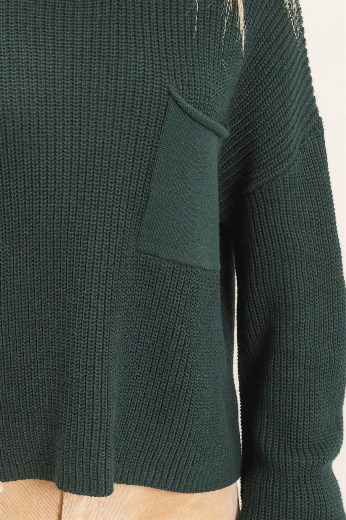 Wholesale Ribbed Drop Shoulder Sweater Sweaters HF26F181 D.GREEN HYFVE