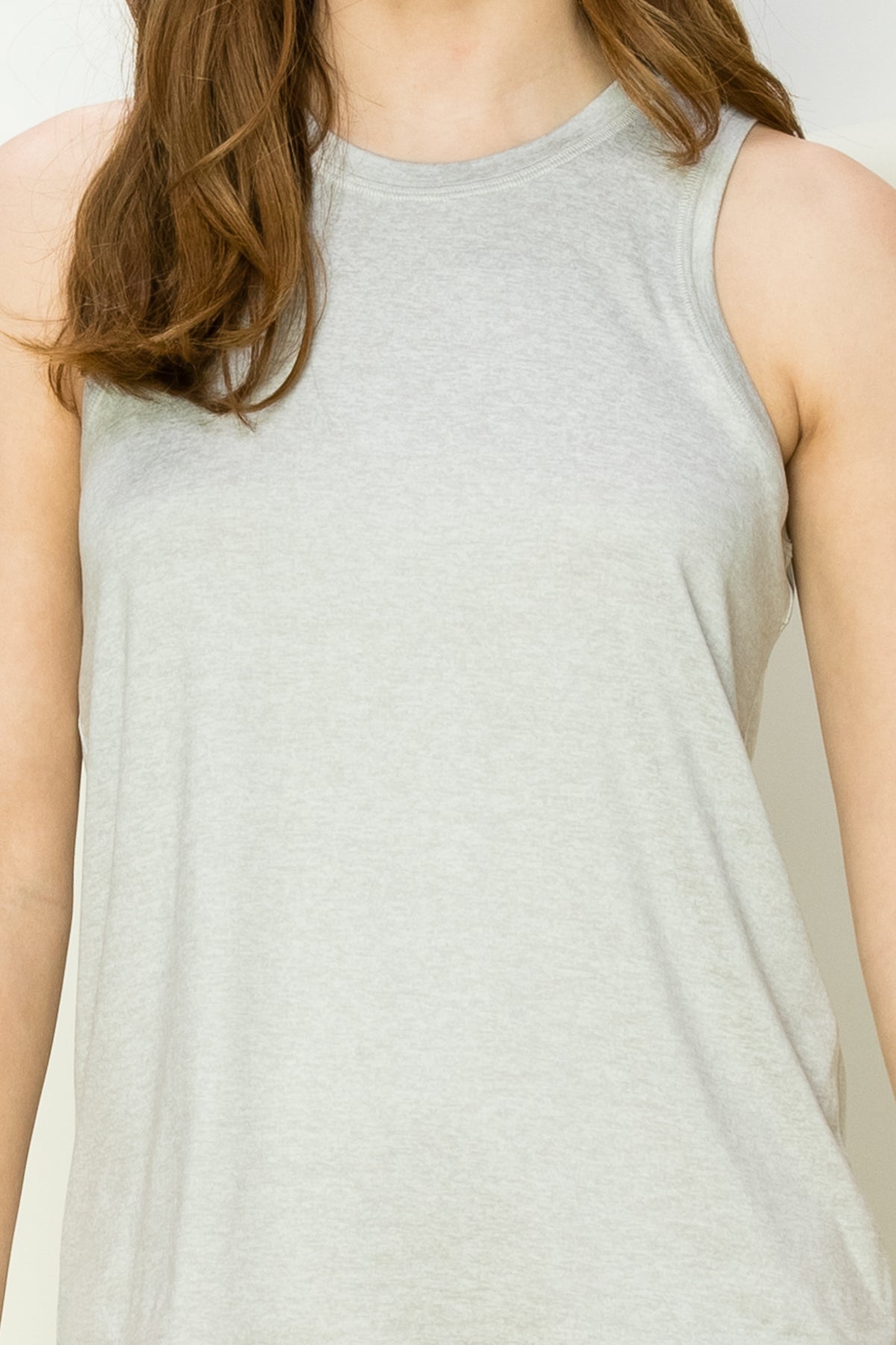 Wholesale Basic Sleeveless Top Clothing Tops DZ22E869 LIGHT HEATHER GRAY DOUBLE ZERO