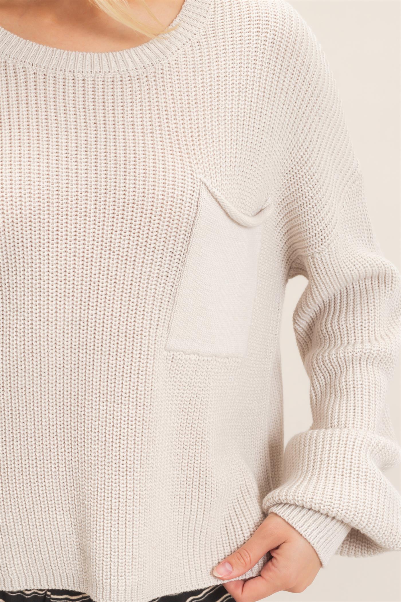 Wholesale Ribbed Drop Shoulder Sweater Sweaters HF26F181 STONE HYFVE