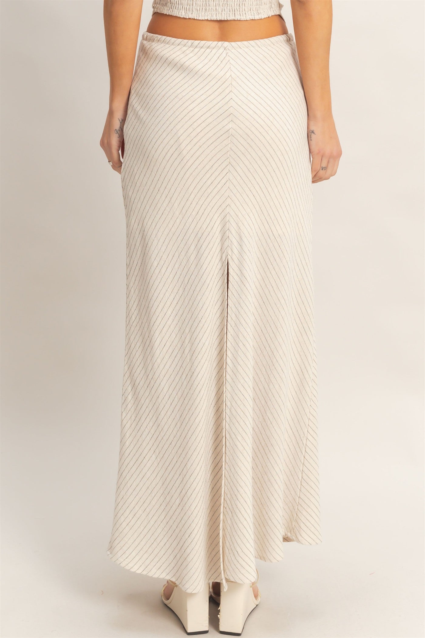 Wholesale Bias Cut Striped Midi Skirt Skirts HF26C388 OATMEAL HYFVE