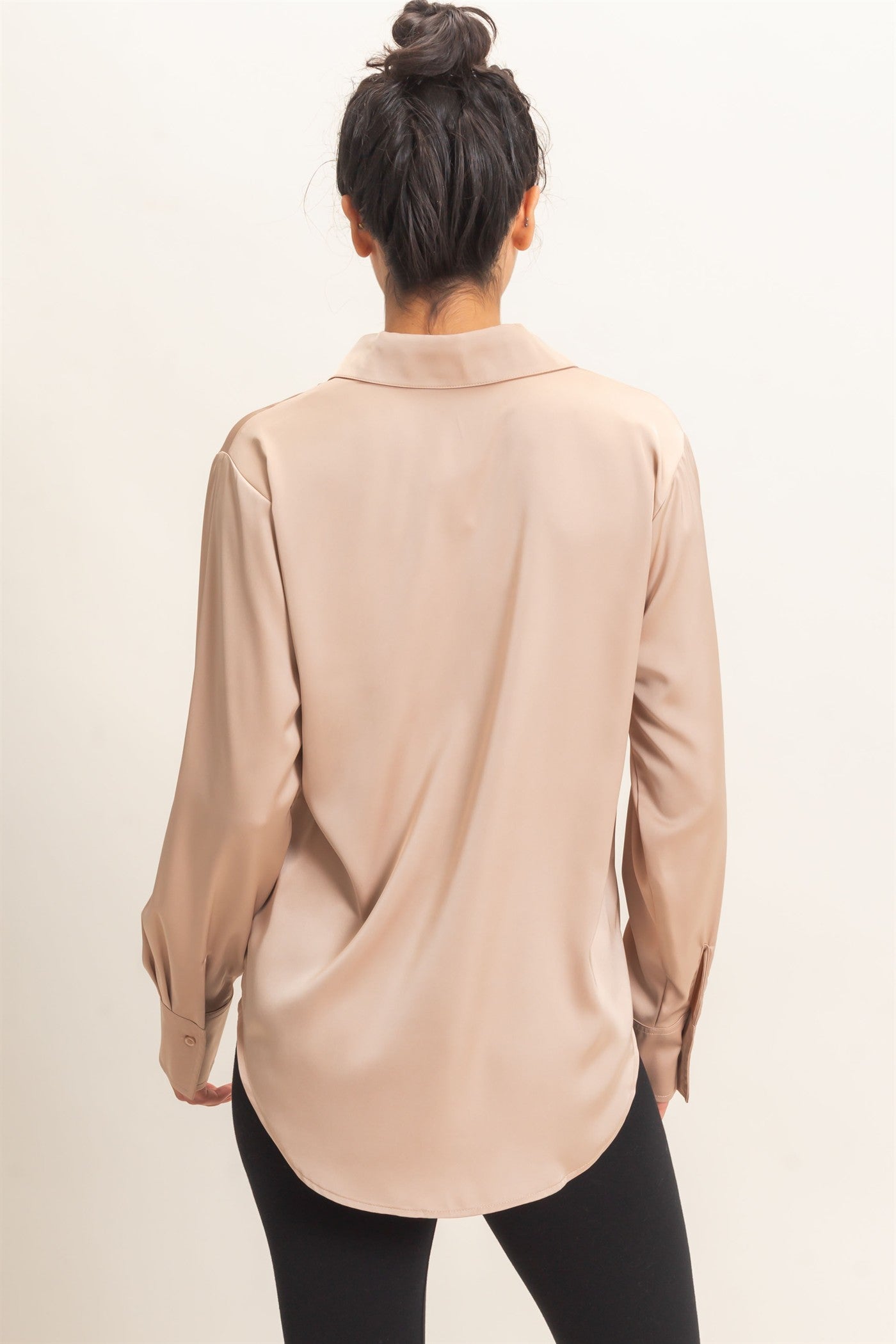 Wholesale Satin Button-Down Shirts Shirts DZ26E265 DARK TAUPE DOUBLE ZERO