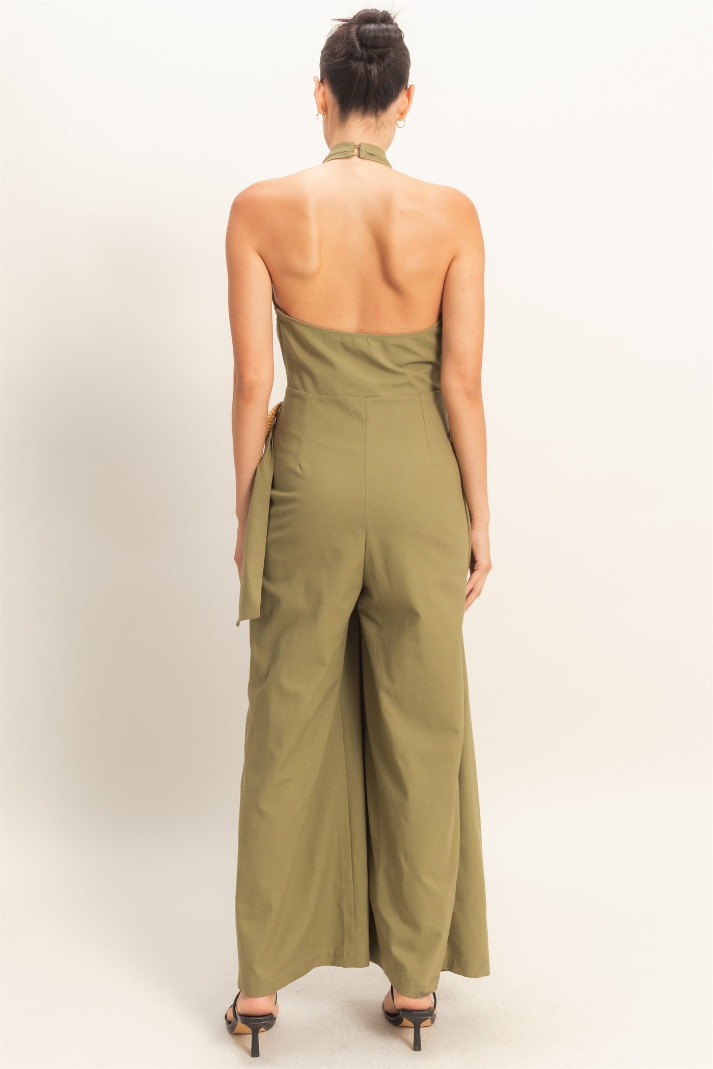 Wholesale Halter Wrap Jumpsuit Clothing HF26C374 OLIVE HYFVE