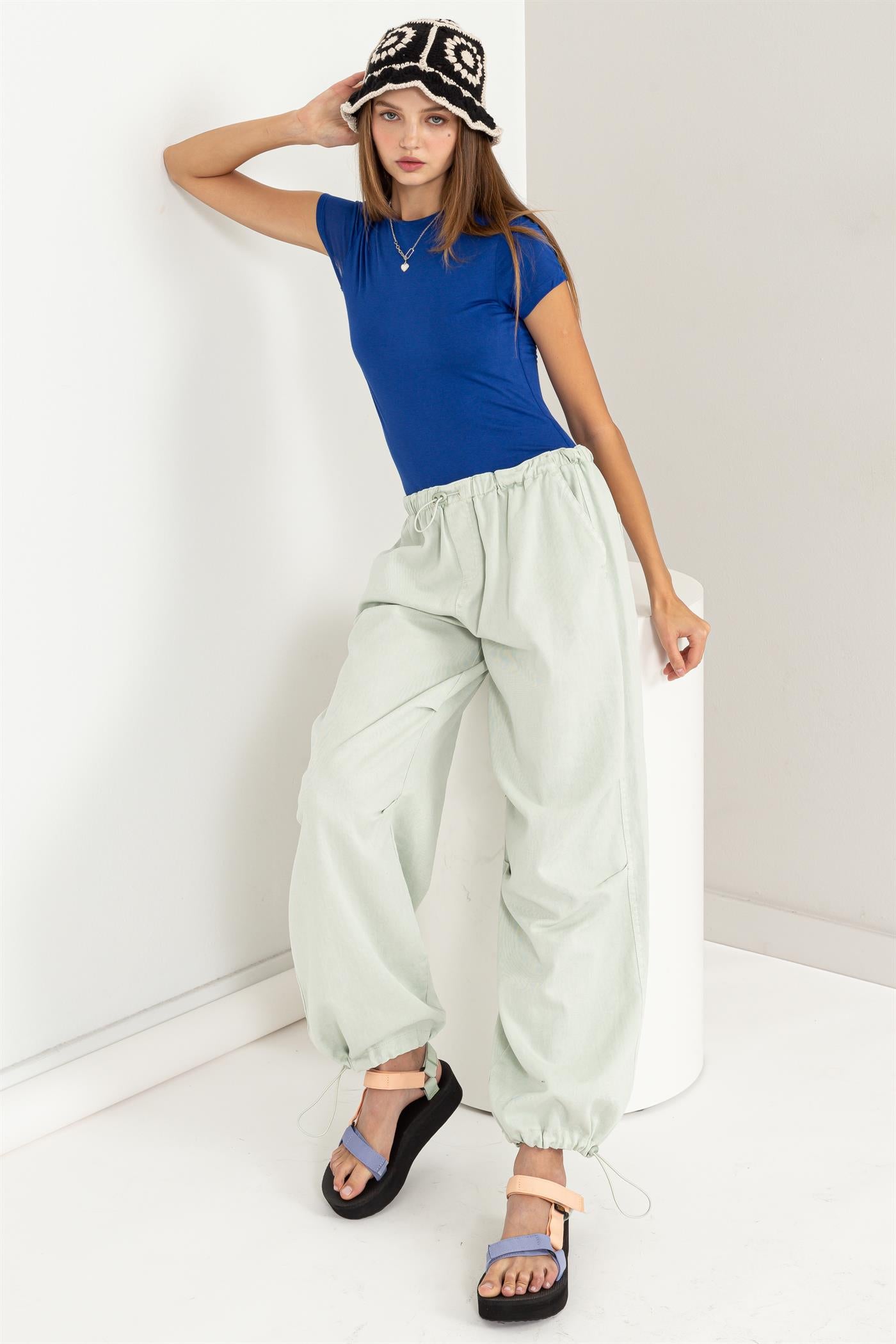 Wholesale Mid Rise Parachute Pants Pants DZ24A518 MINT DOUBLE ZERO