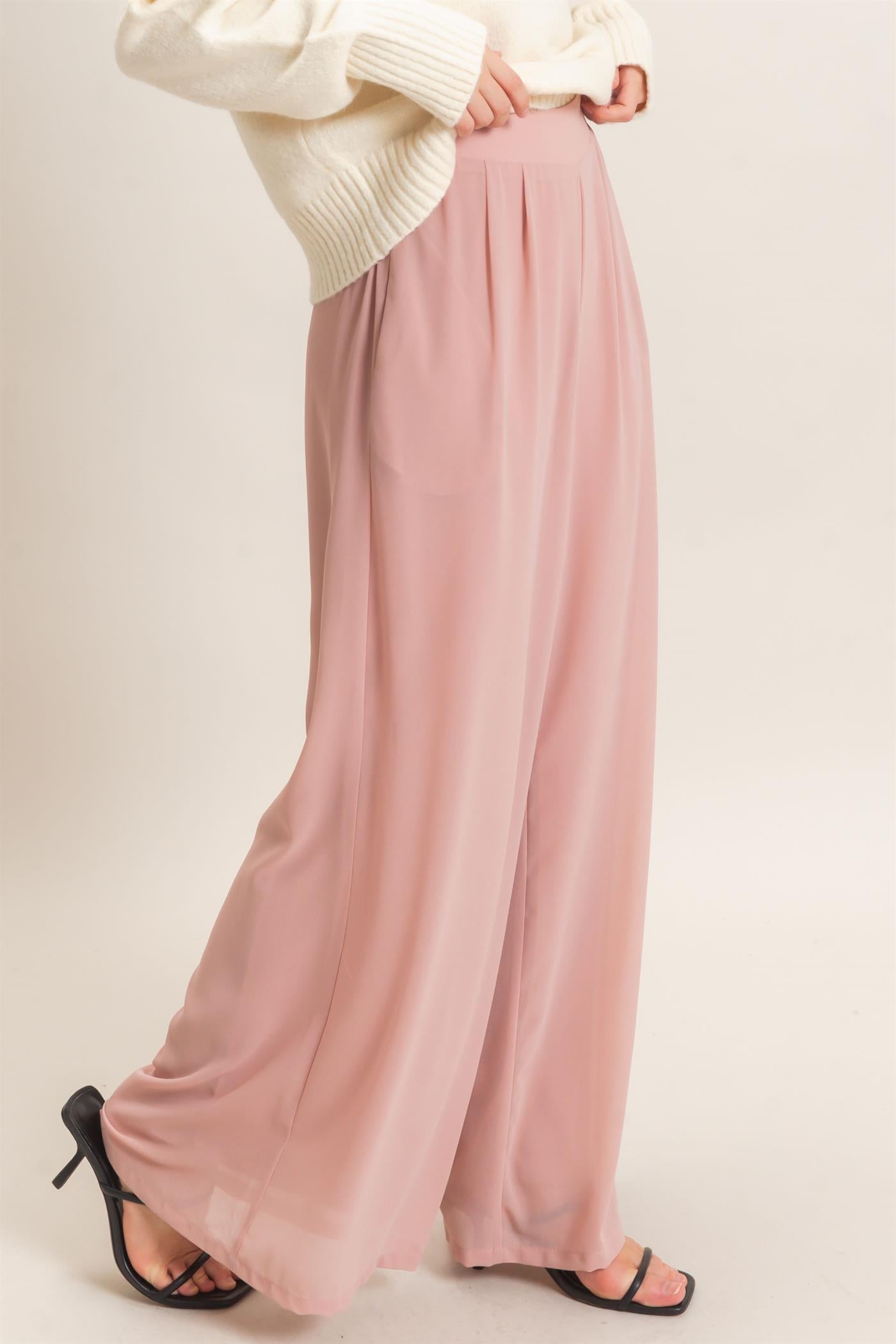 Wholesale Wide-Leg High Waist Pants Pants HF26F068-D MAUVE HYFVE