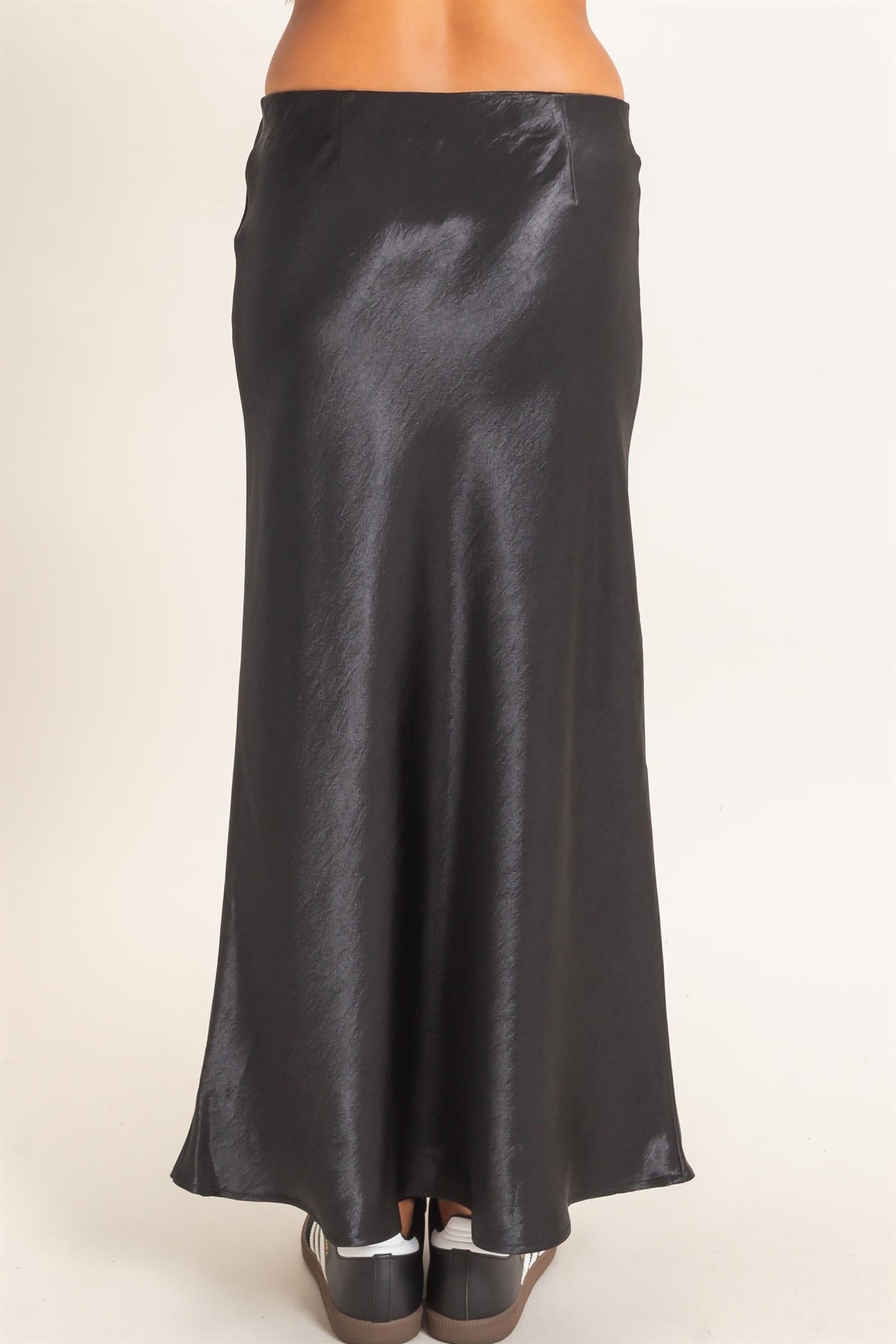 Wholesale Satin Midi Skirt Skirts DZ26C962 BLACK DOUBLE ZERO