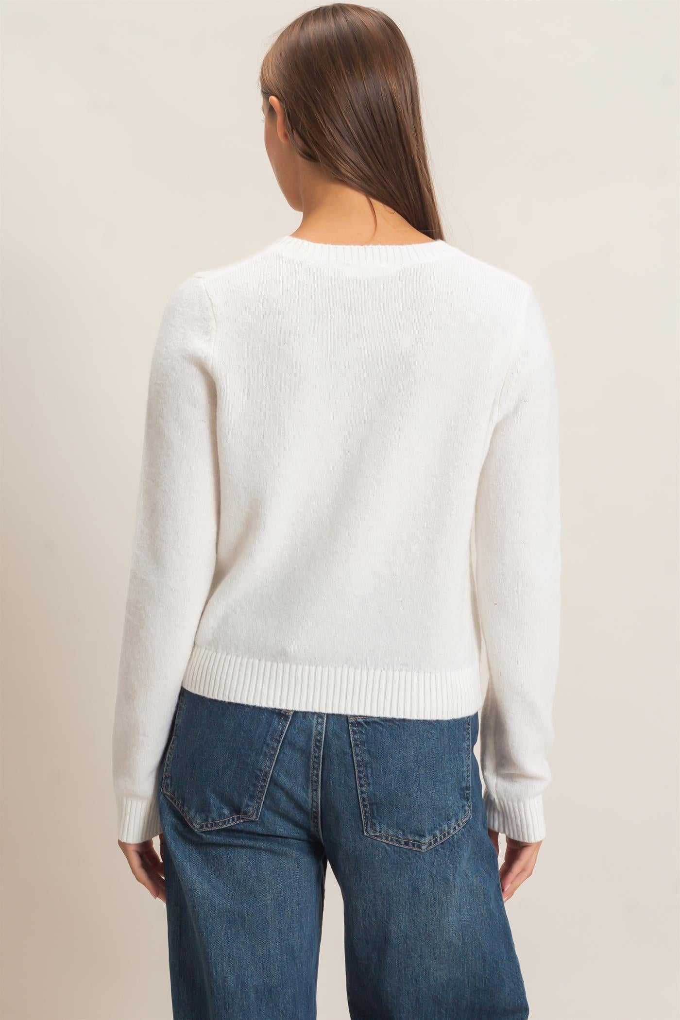 Wholesale Crew Neck Cardigan Cardigans DZ26E119 WHIP CREAM DOUBLE ZERO