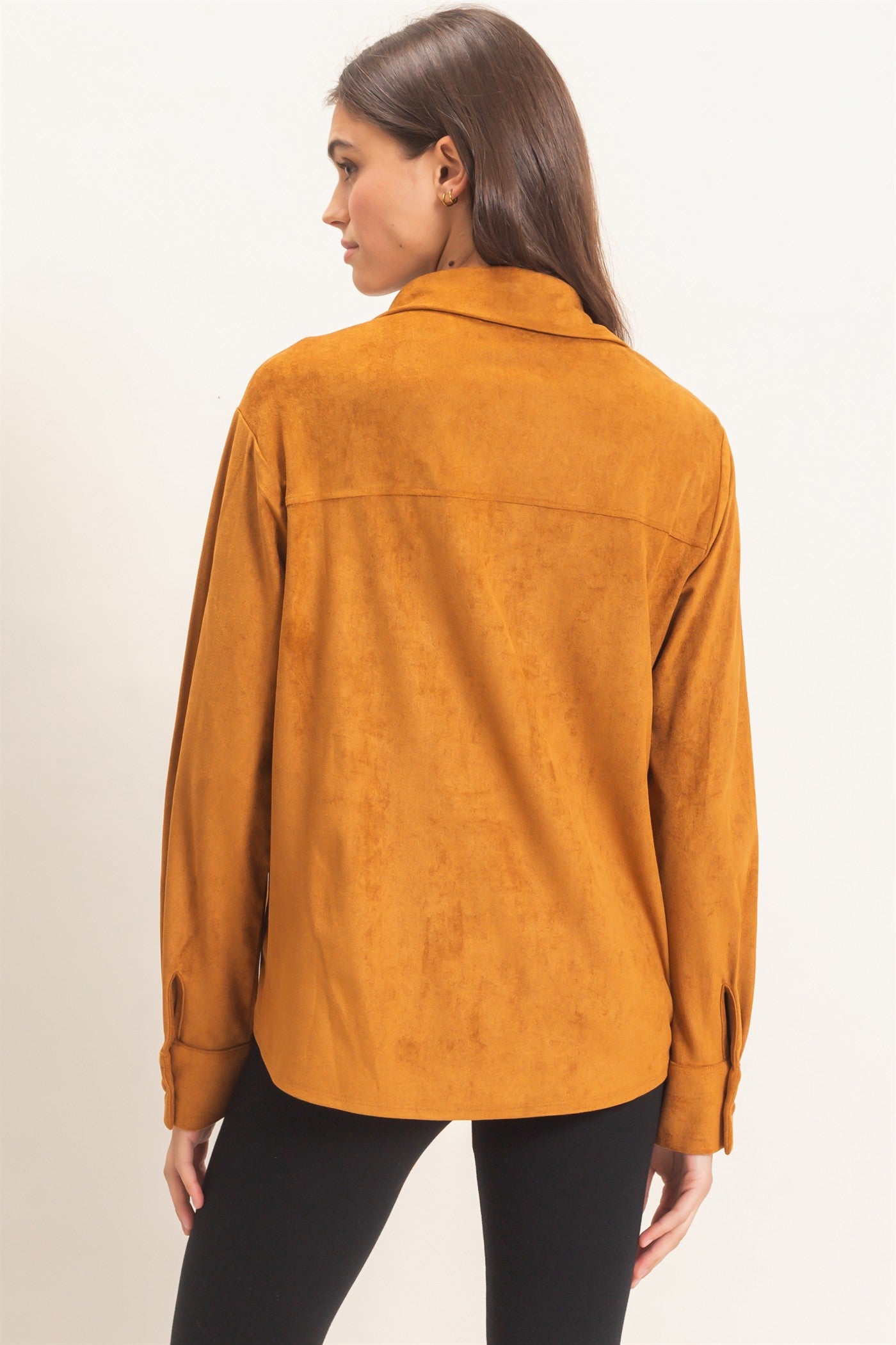 Wholesale Suede Button-Up Shirt Shirts HF26F083 CAMEL HYFVE