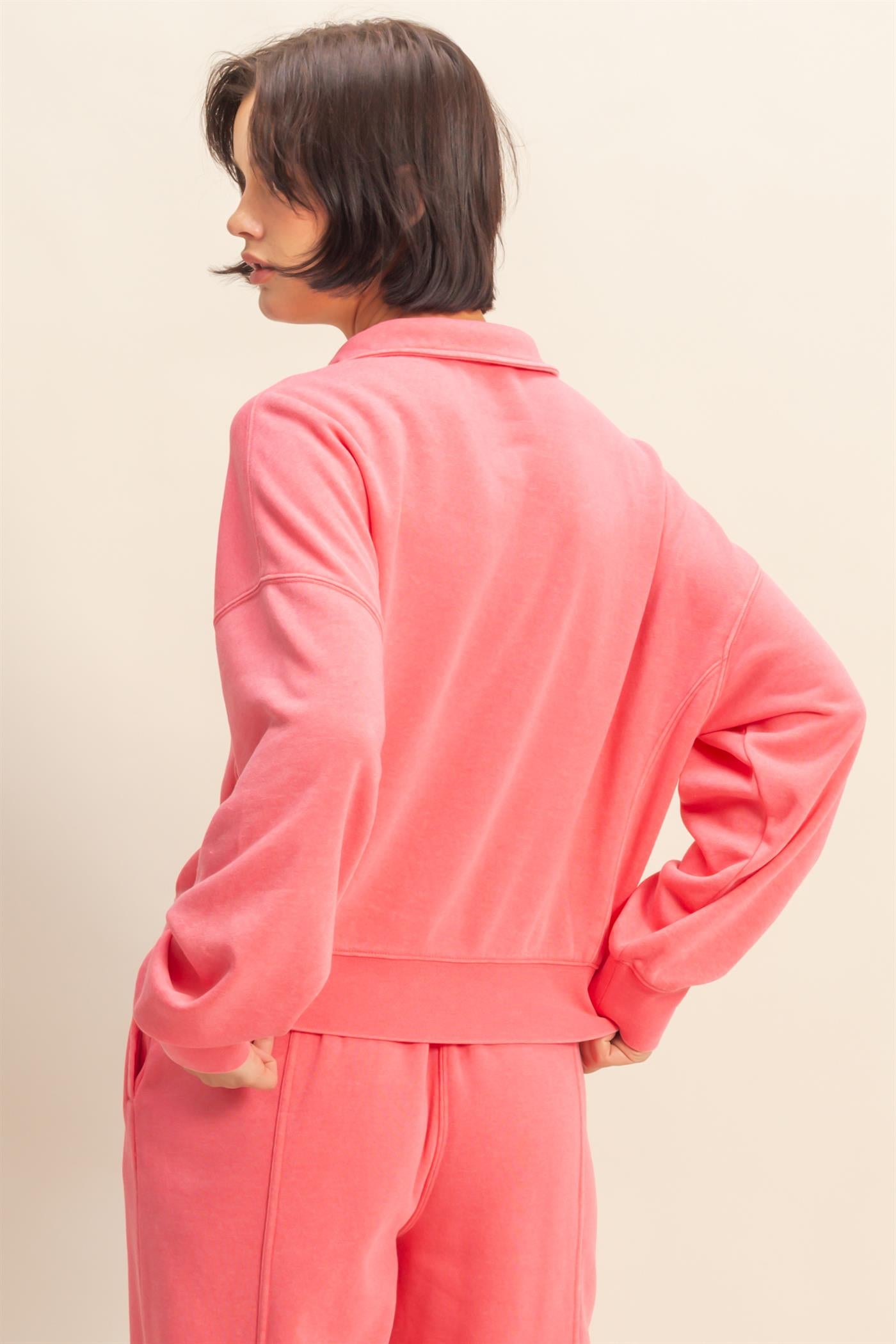 Wholesale Love This Way Half-Zip Sweatshirt Sweatshirts DZ25C908 TAFFY PINK DOUBLE ZERO