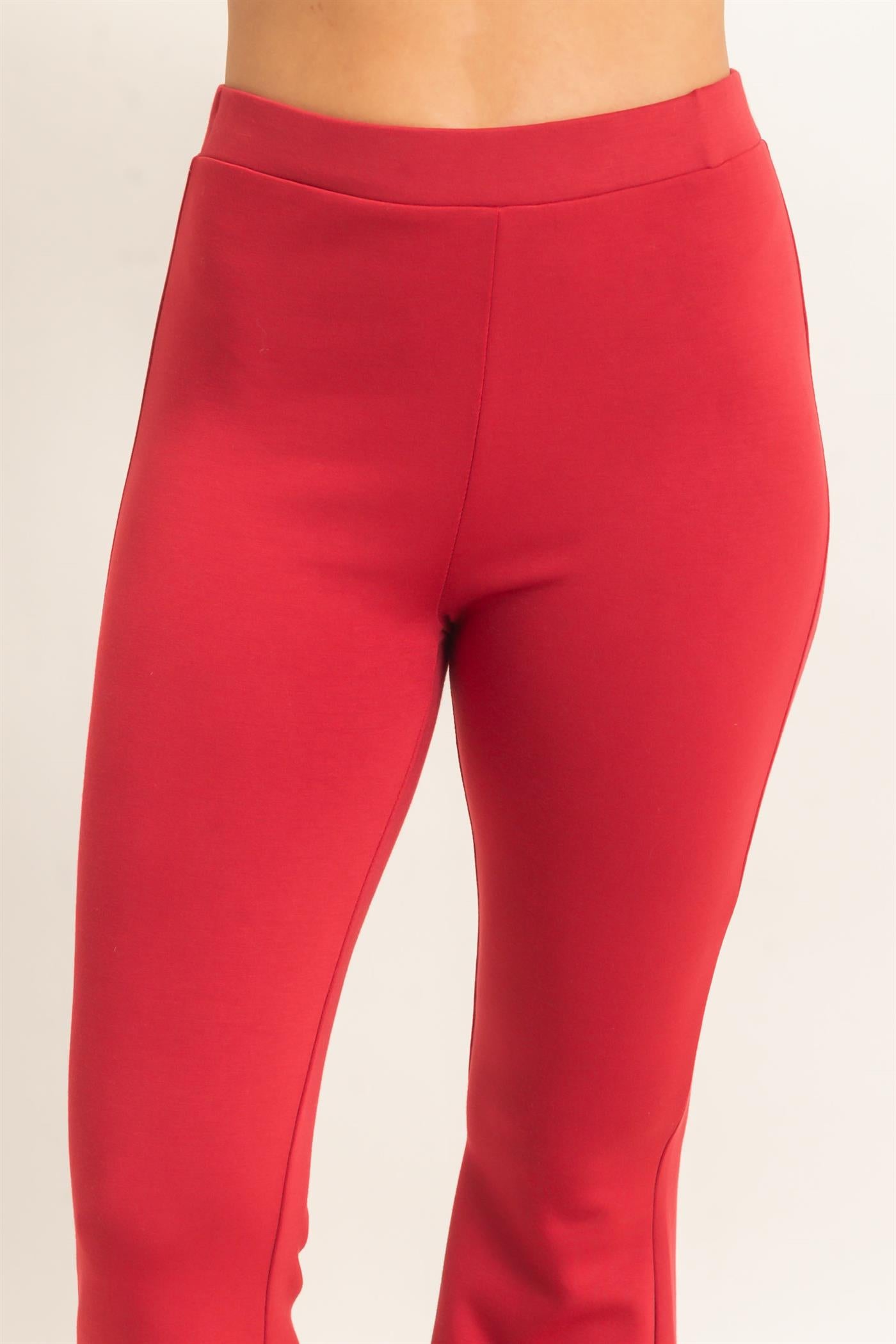 Wholesale Flared Elastic Waist Pants Pants DZ26E393 DARK RED DOUBLE ZERO
