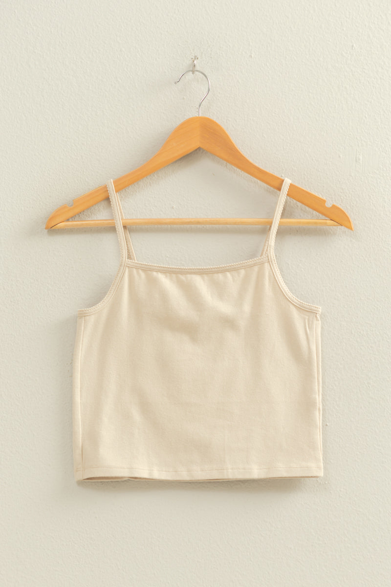 Wholesale Basic Cami Crop Top Clothing Tops DZ22C574 KHAKI HYFVE