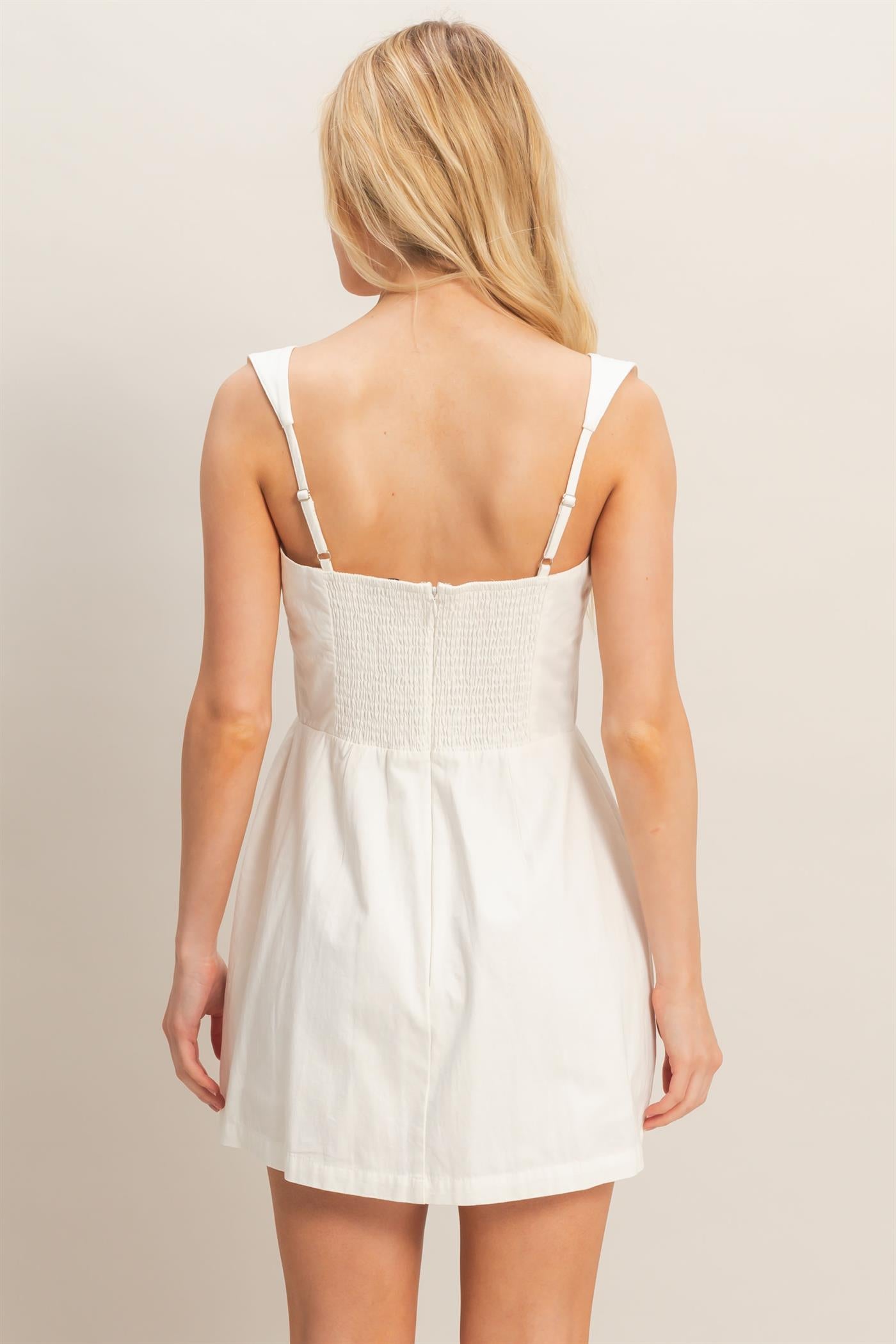 Wholesale Square Neck Mini Dress Dresses HF26C150 WHITE HYFVE