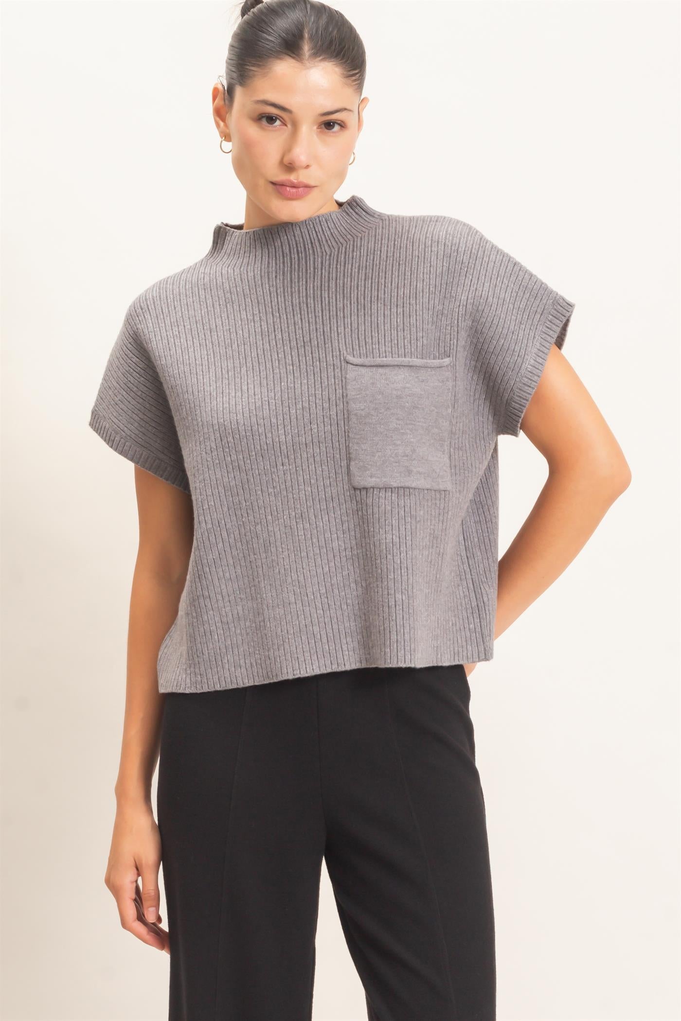 Wholesale Ribbed Dolman Sweater Sweaters HF26E835 GRAY HYFVE