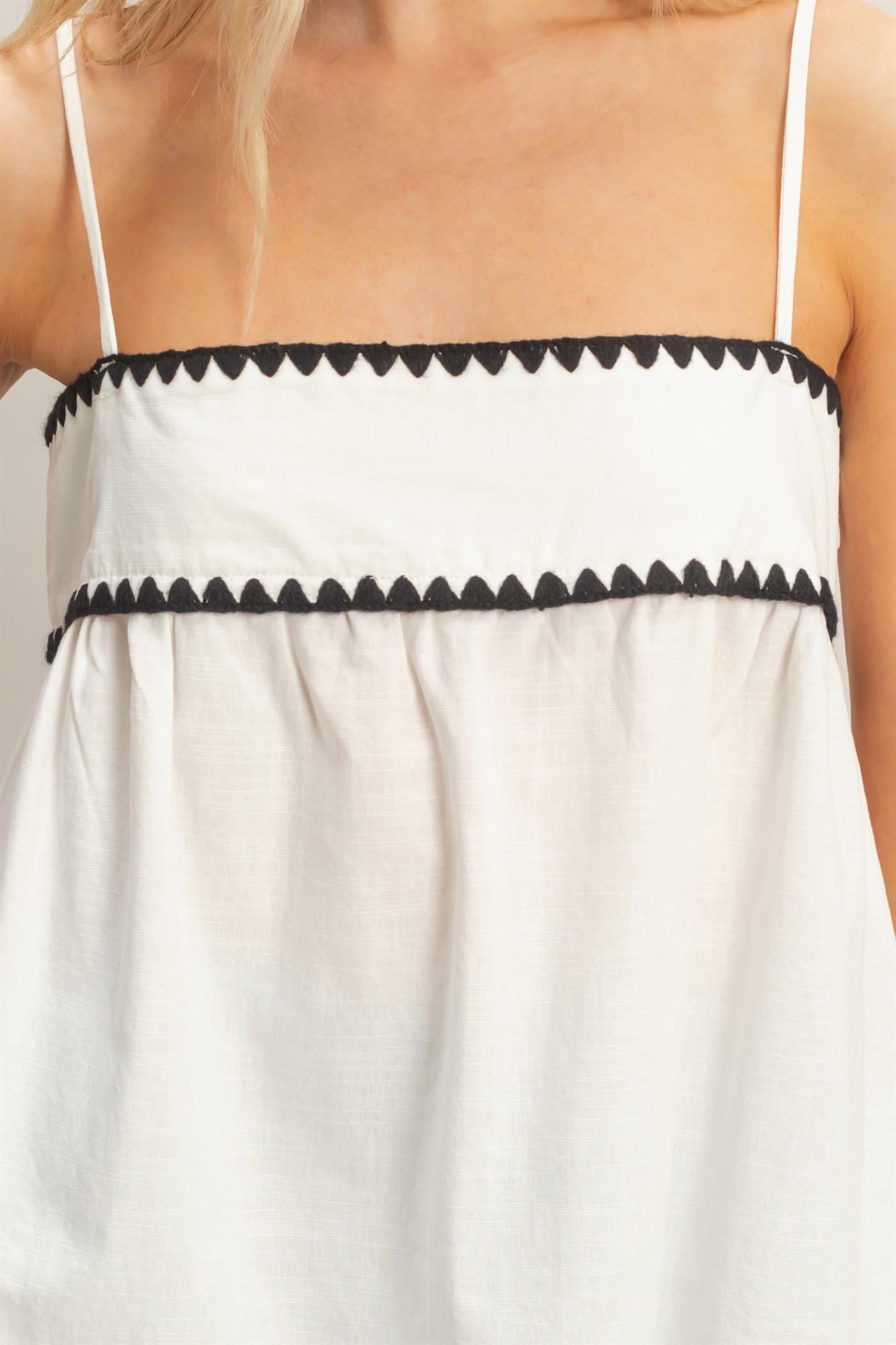 Wholesale Sleeveless Babydoll Top Blouses HF26A485 WHITE HYFVE