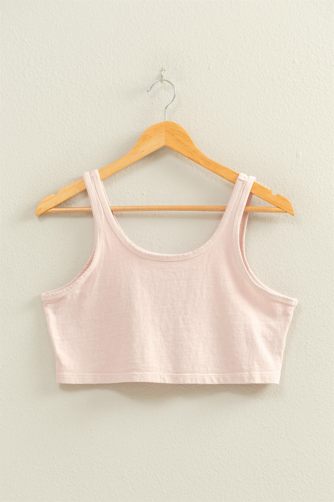 Wholesale Sleeveless Scoop Neck Crop Top Clothing Tops DZ22C809 PASTEL PINK DOUBLE ZERO