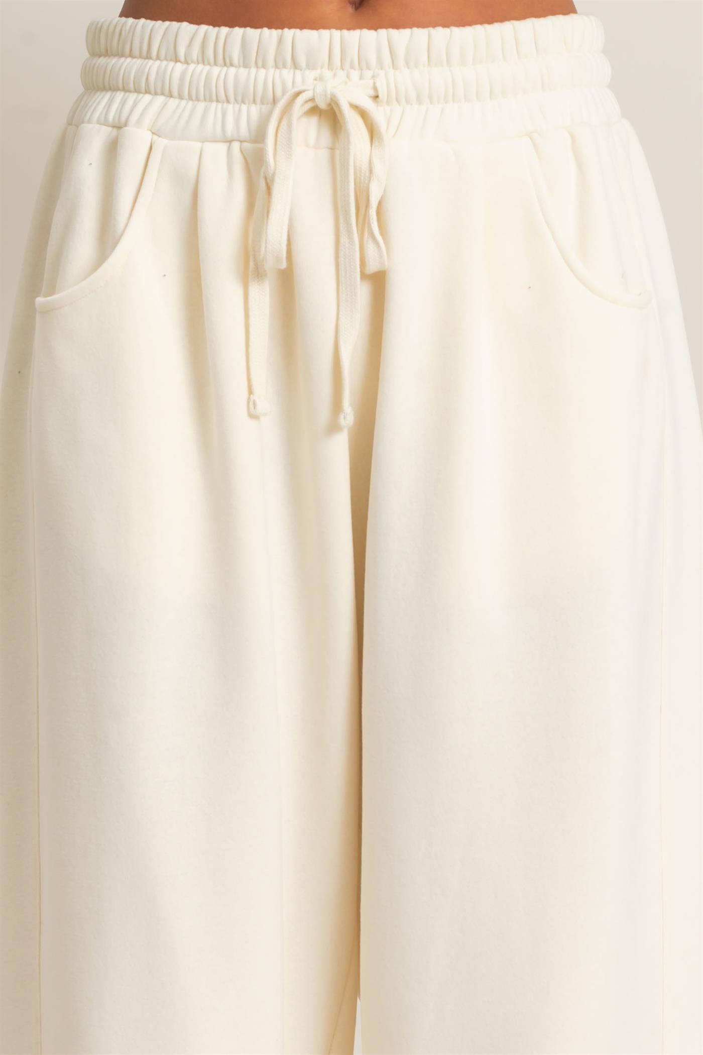 Wholesale Drawstring Waist Barrel Sweatpants Pants DZ26E290 CREAM DOUBLE ZERO