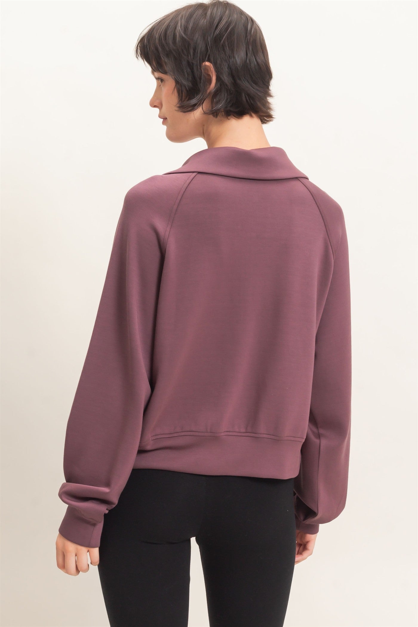 Wholesale Half-Zip Collar Raglan Pullover Sweatshirts DZ26C967 COCOA DOUBLE ZERO