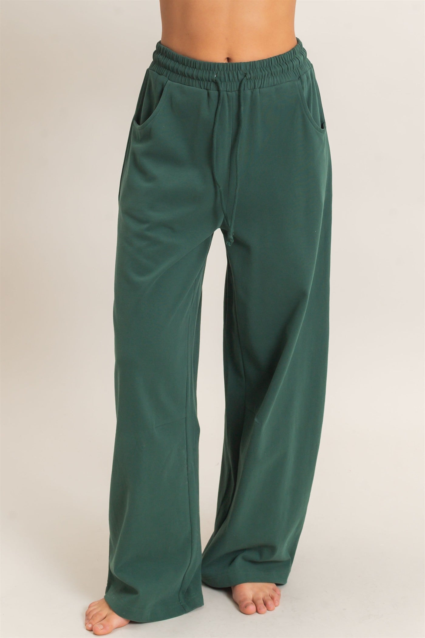 Wholesale Washed Barrel Sweatpants Pants DZ26E379 DARK GREEN DOUBLE ZERO