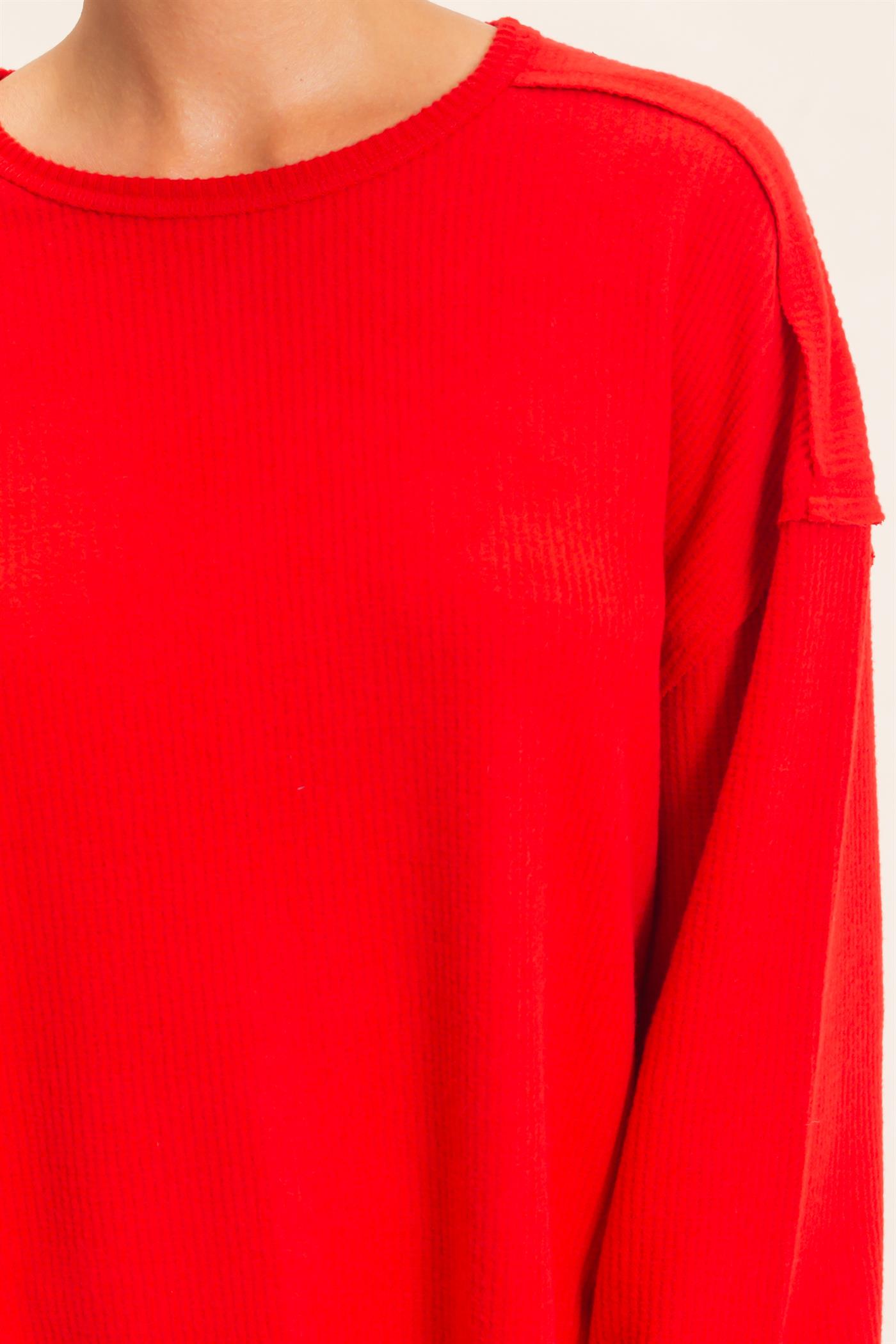 Wholesale Raw Edge Waffle Sweatshirt Sweatshirts DZ26F081 RED HYFVE