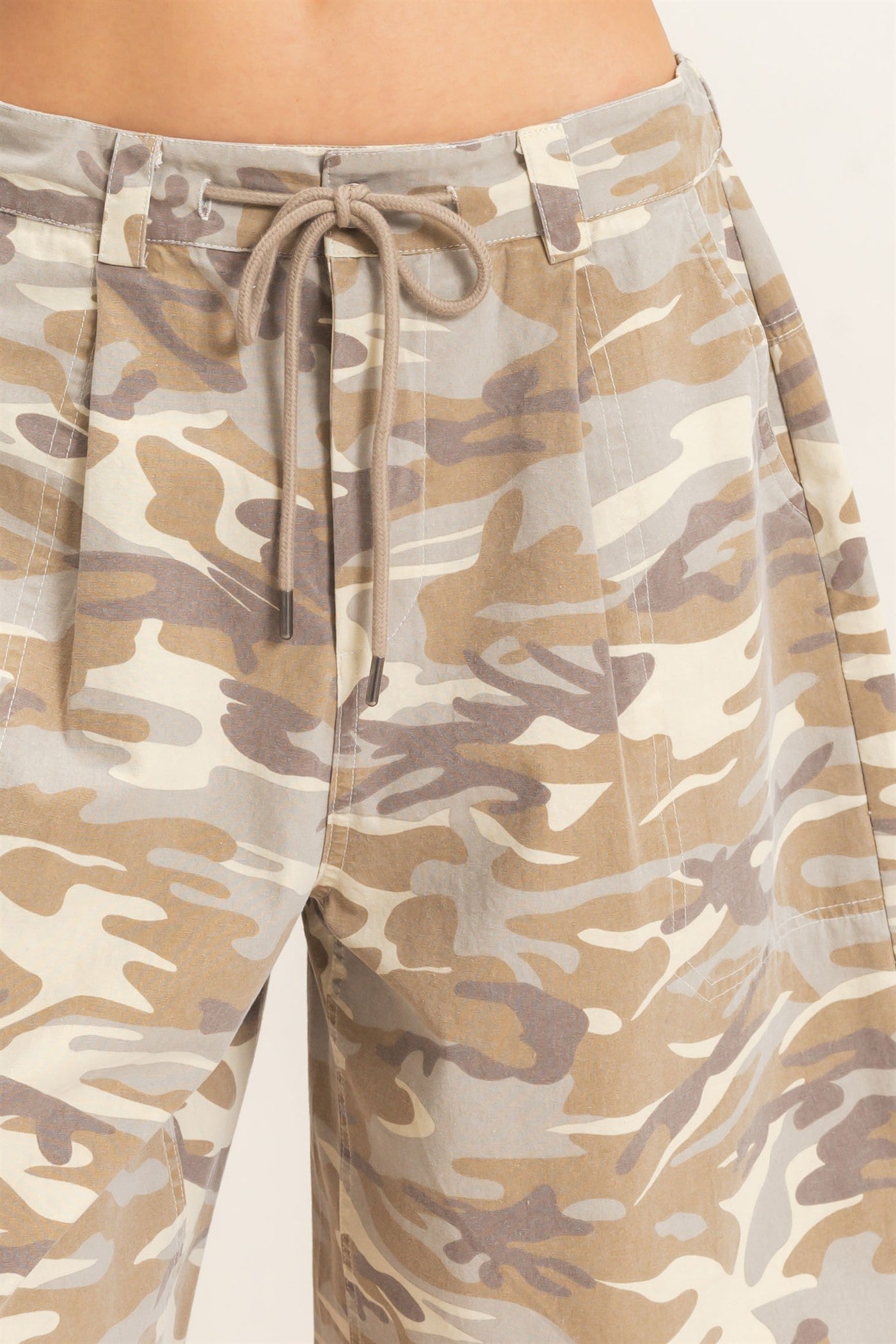 Wholesale Camouflage Print Drawstring Shorts Shorts DZ26E399 STONE DOUBLE ZERO