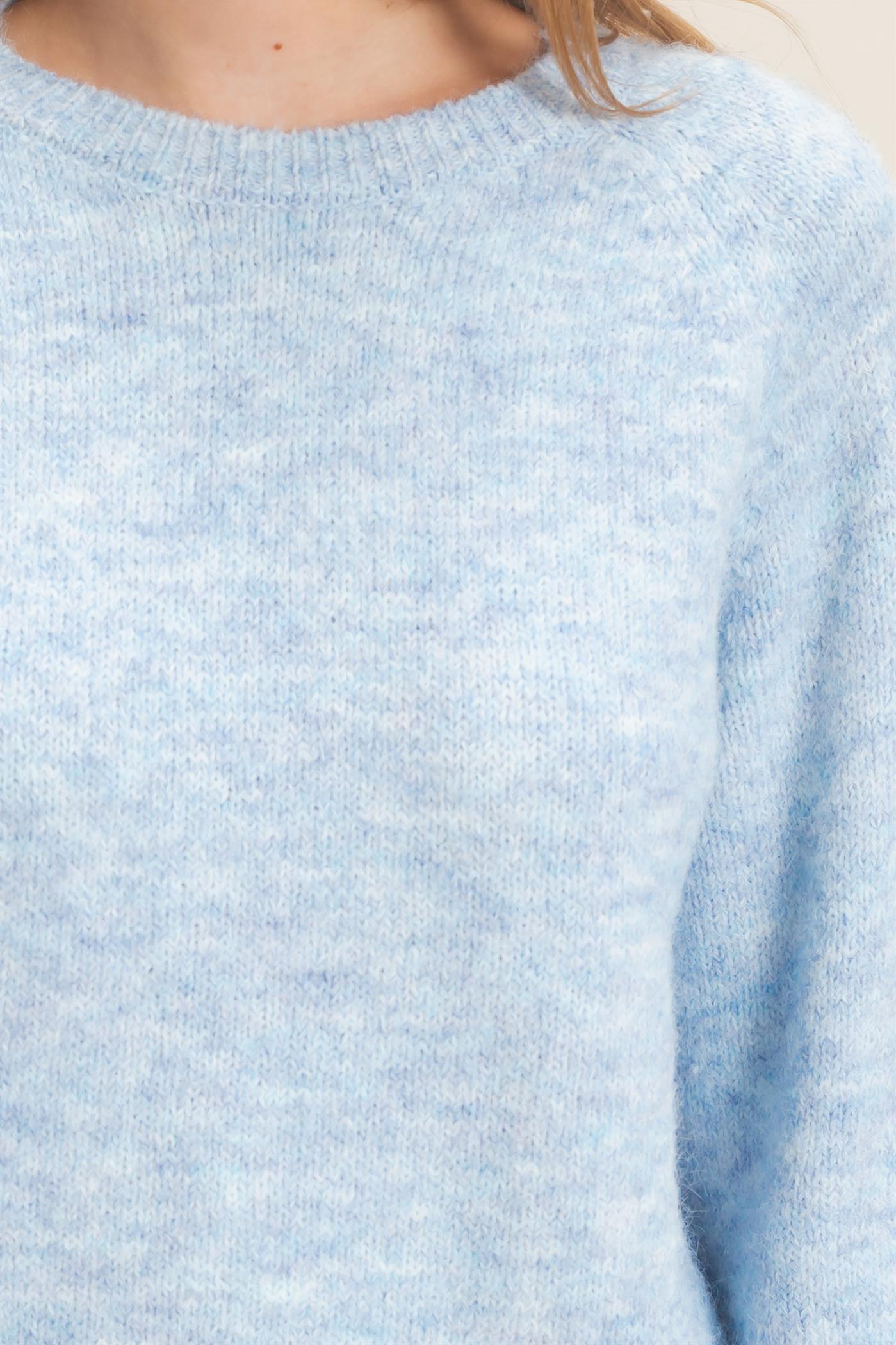 Wholesale Floral Applique Raglan Sleeve Sweater Sweaters HF26E808 MISTY BLUE HYFVE