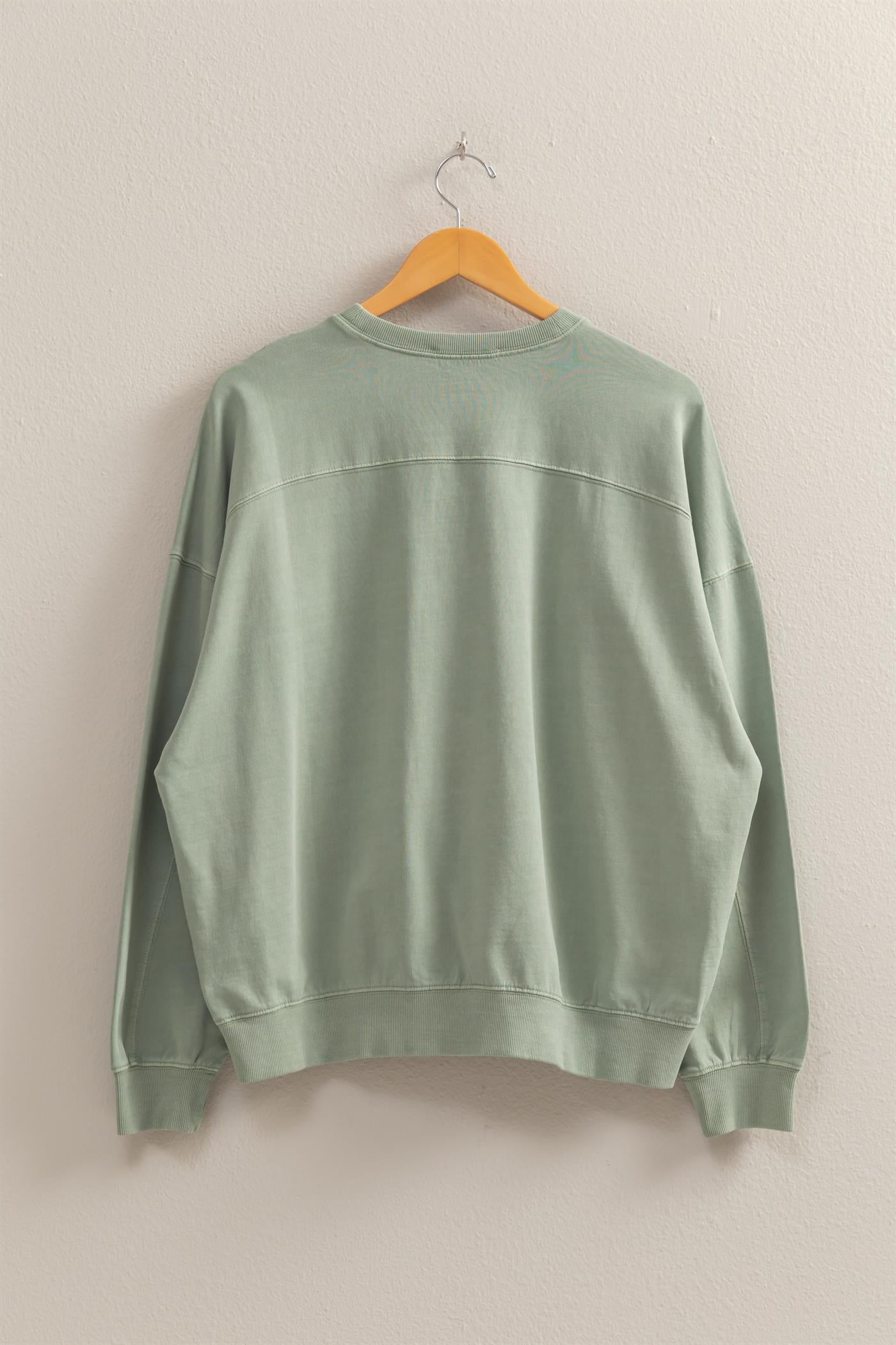Wholesale Warm Long Sleeve French Terry Sweatshirt Sweatshirts DZ25C733 SAGE GREEN HYFVE