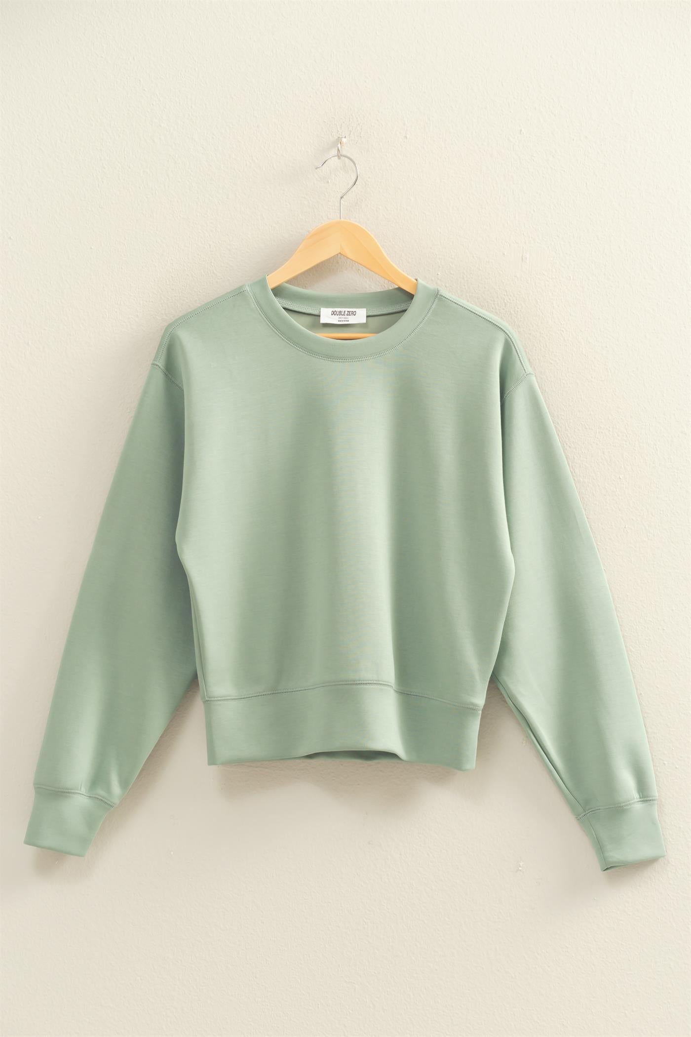 Wholesale Crew Neck Sweatshirt Sweatshirts DZ26C167 SAGE GREEN DOUBLE ZERO