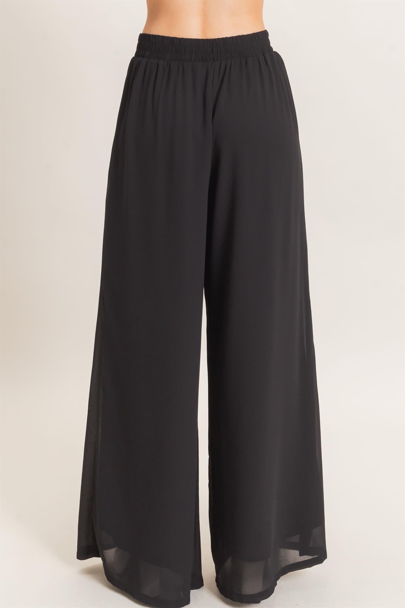 Wholesale Wide-Leg High Waist Pants Pants HF26F068-D BLACK HYFVE