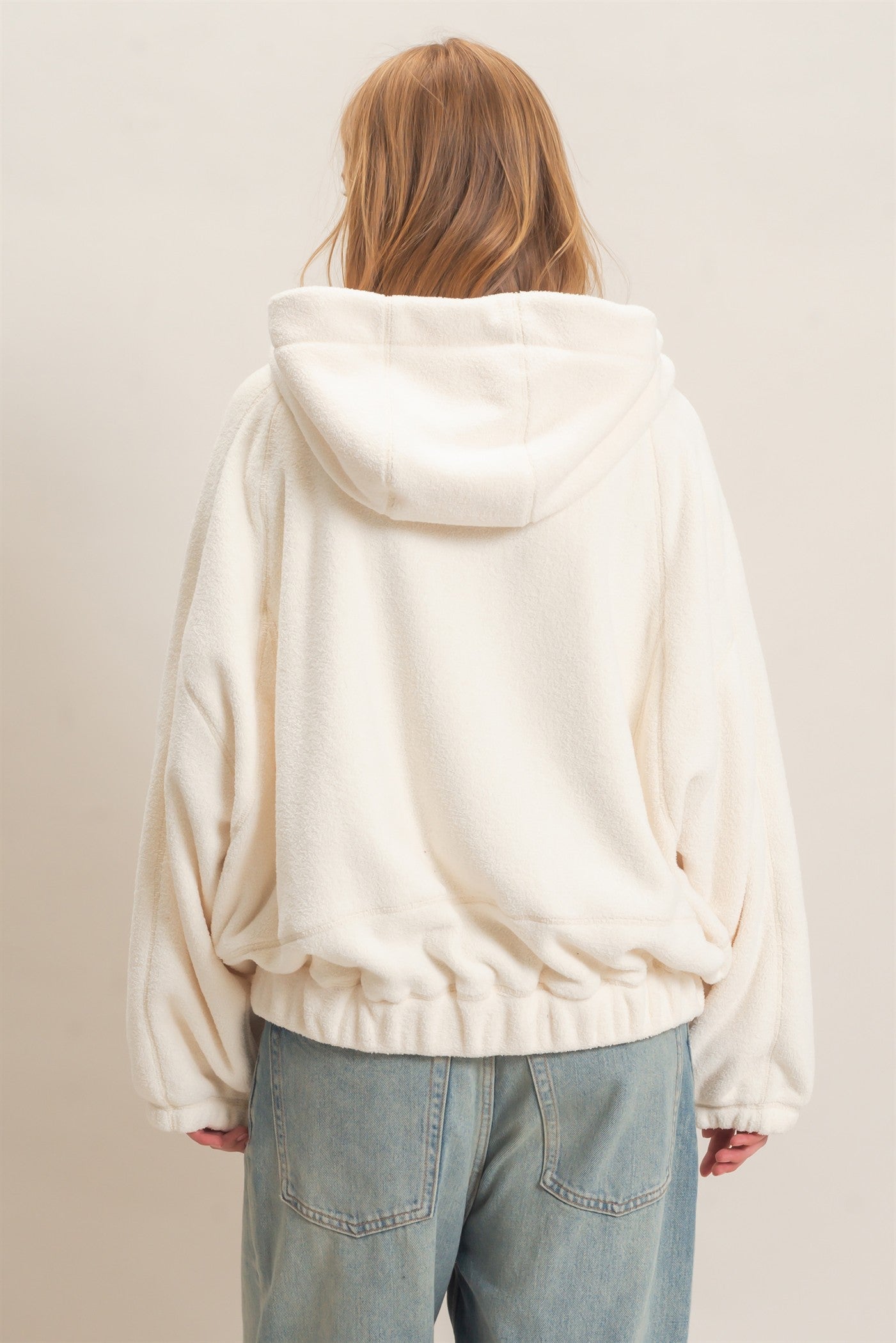 Wholesale Half-Zip Fleece Hoodie Hoodies HF26E561 WHIP CREAM HYFVE