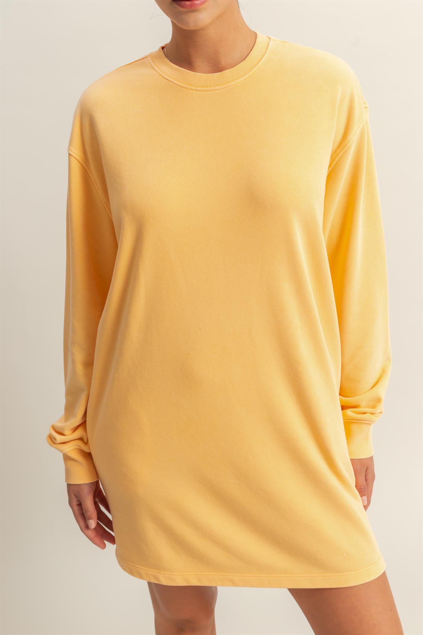 Wholesale Long Sleeve Oversized Mini Dress Dresses DZ25E114 ORANGE DOUBLE ZERO