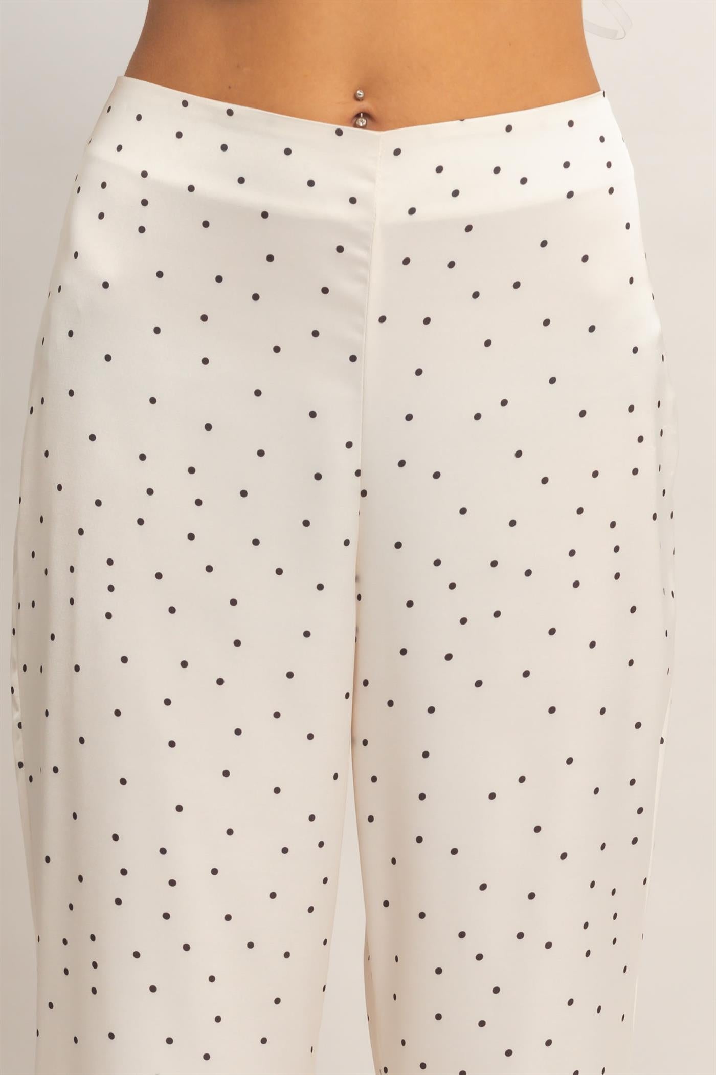 Wholesale Polka Dot Wide-Leg Pants Pants HF26C717 IVORY HYFVE