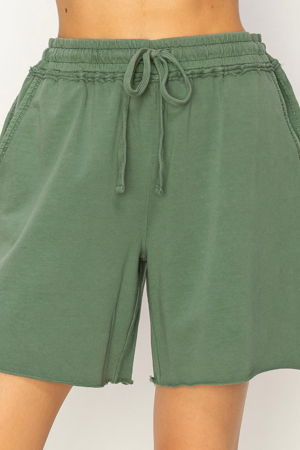 Wholesale Mid Rise Drawstring Shorts Shorts DZ24A839 GRAY GREEN DOUBLE ZERO