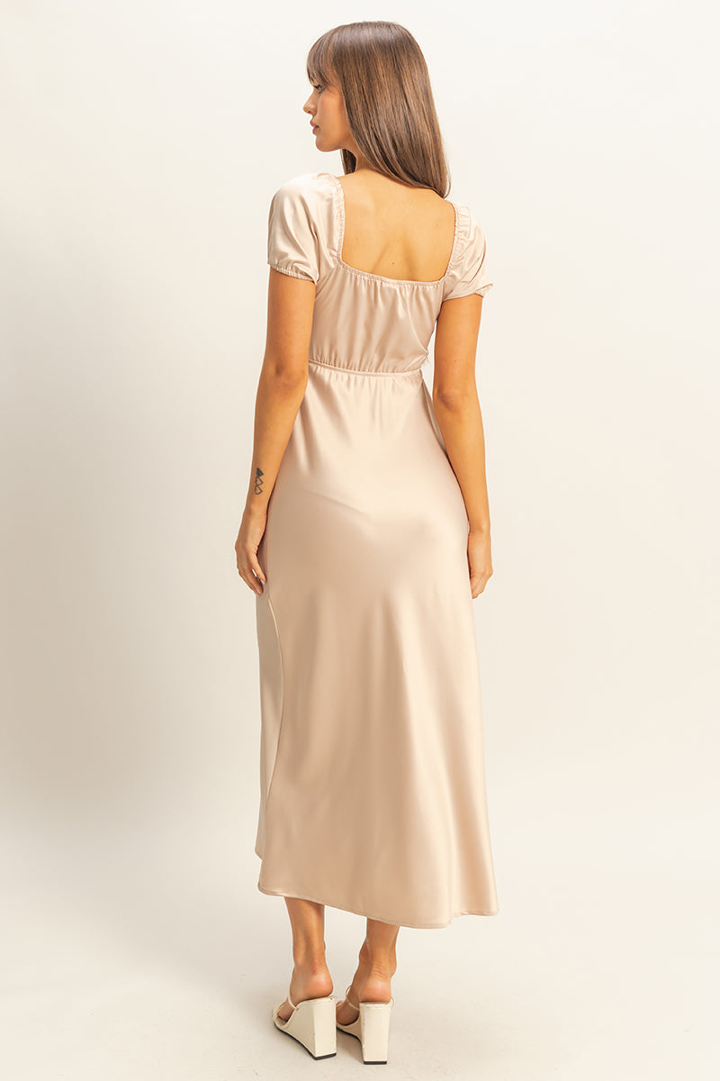 Wholesale Front Tie Maxi Dress Dresses FS22E780 SAND HYFVE