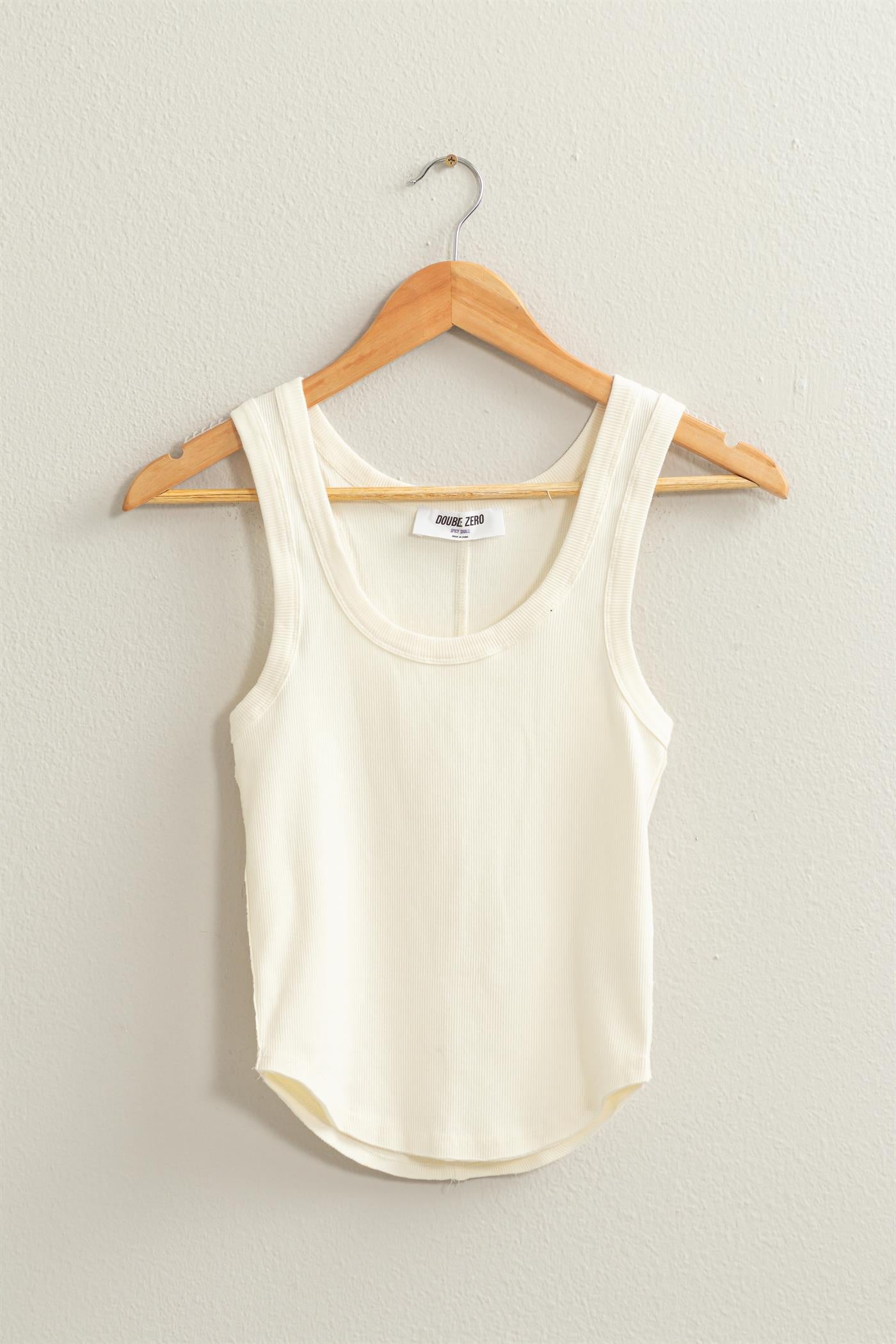 Wholesale Acid Washed Tank Top Clothing Tops DZ24A649-D CREAM DOUBLE ZERO