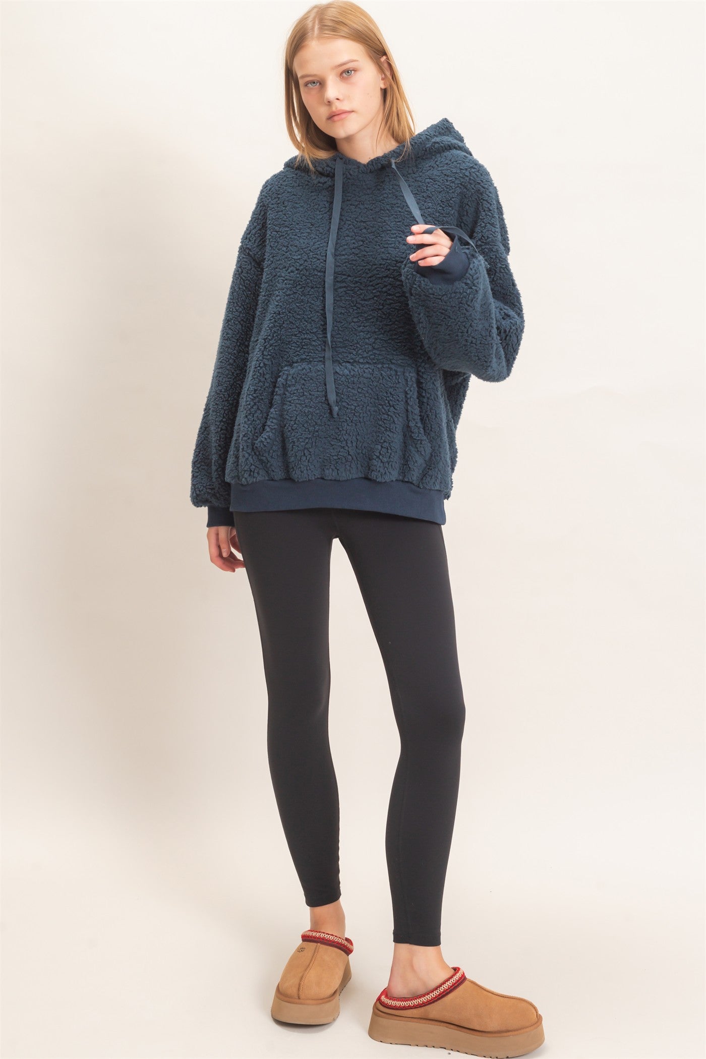 Wholesale Plush Sherpa Pullover Hoodie Hoodies HF26F289 MIDNIGHT BLUE HYFVE