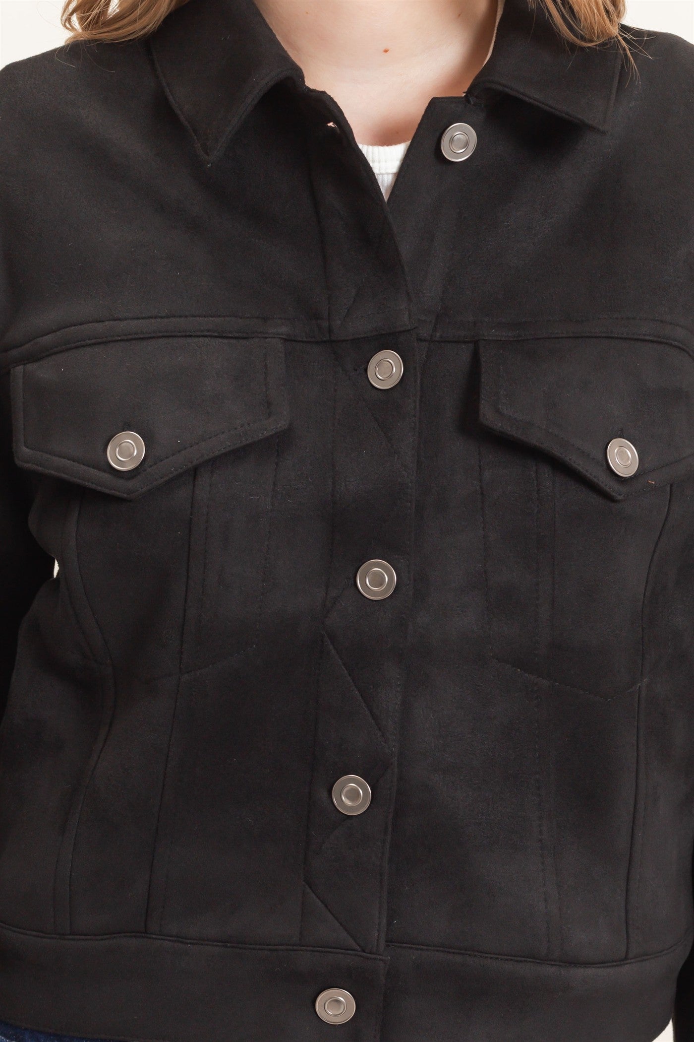 Wholesale Button-Up Suede Jacket Coats & Jackets HF26C772 BLACK HYFVE