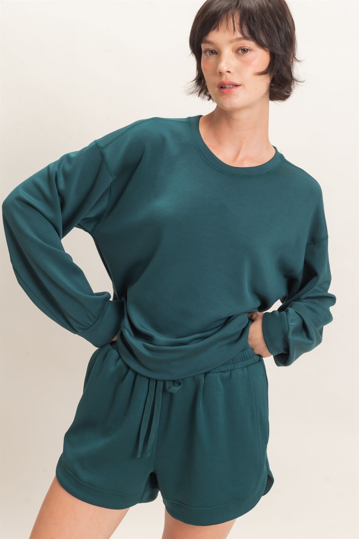 Wholesale Crew Neck Sweatshirt Sweatshirts DZ26C966 DEEP GREEN DOUBLE ZERO