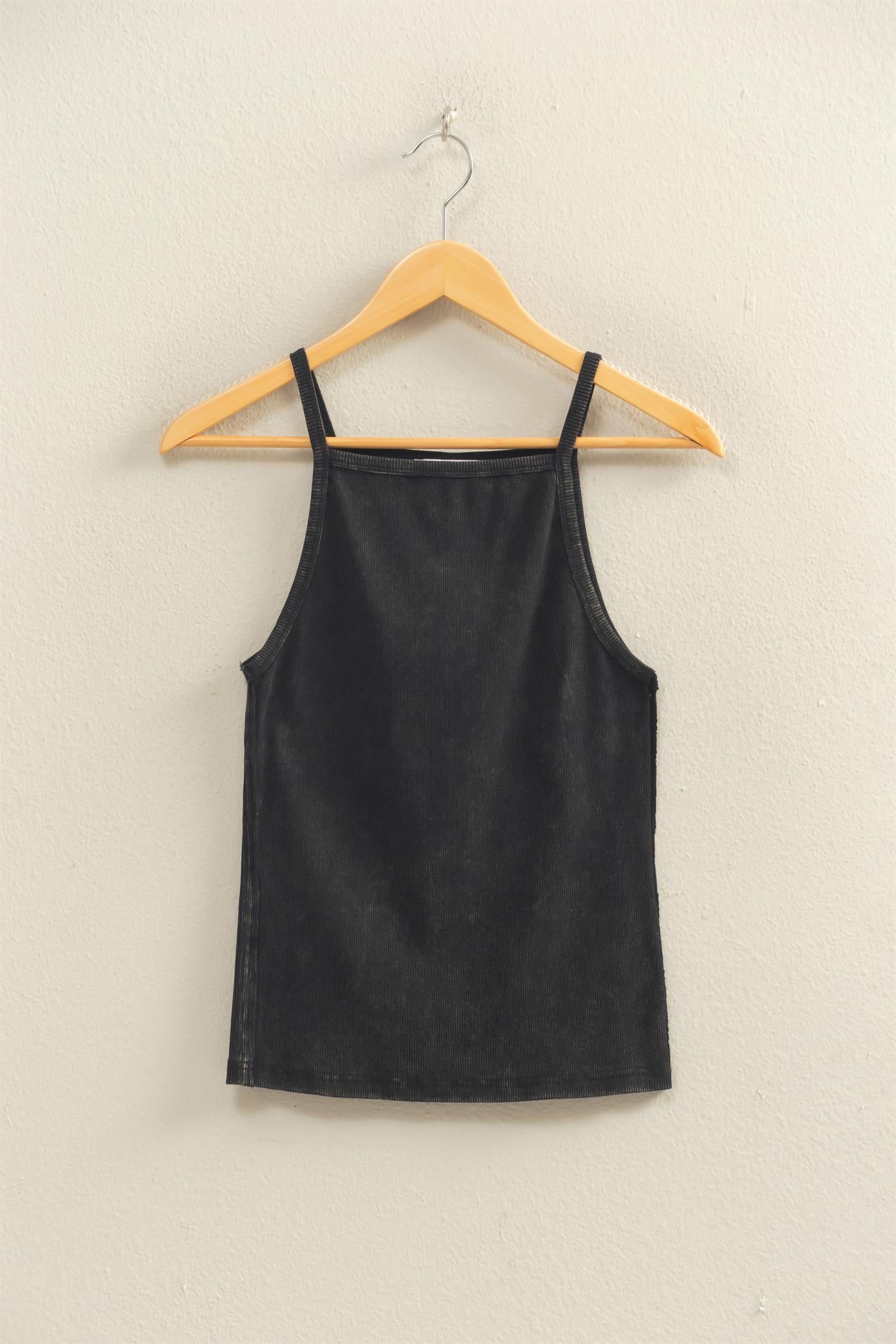 Wholesale Square Neck Acid Wash Tank Top Tank Tops DZ26C105 BLACK DOUBLE ZERO