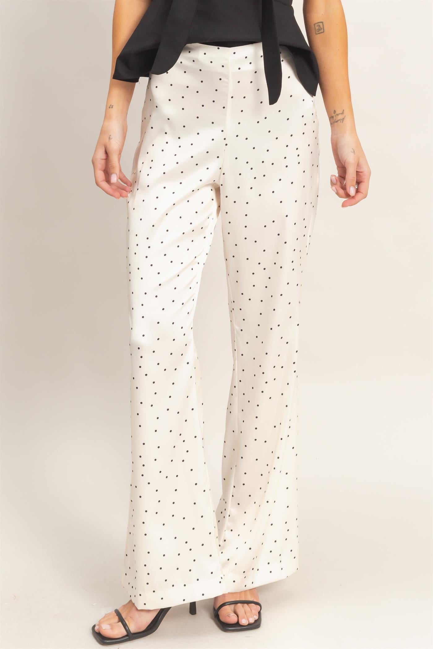 Wholesale Polka Dot Wide-Leg Pants Pants HF26C717 IVORY HYFVE