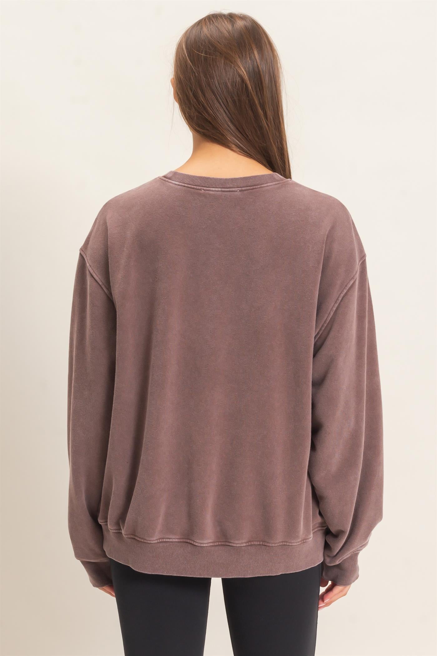Wholesale Mineral Wash Crew Neck Sweatshirt Sweatshirts DZ26E990 DARK BROWN DOUBLE ZERO
