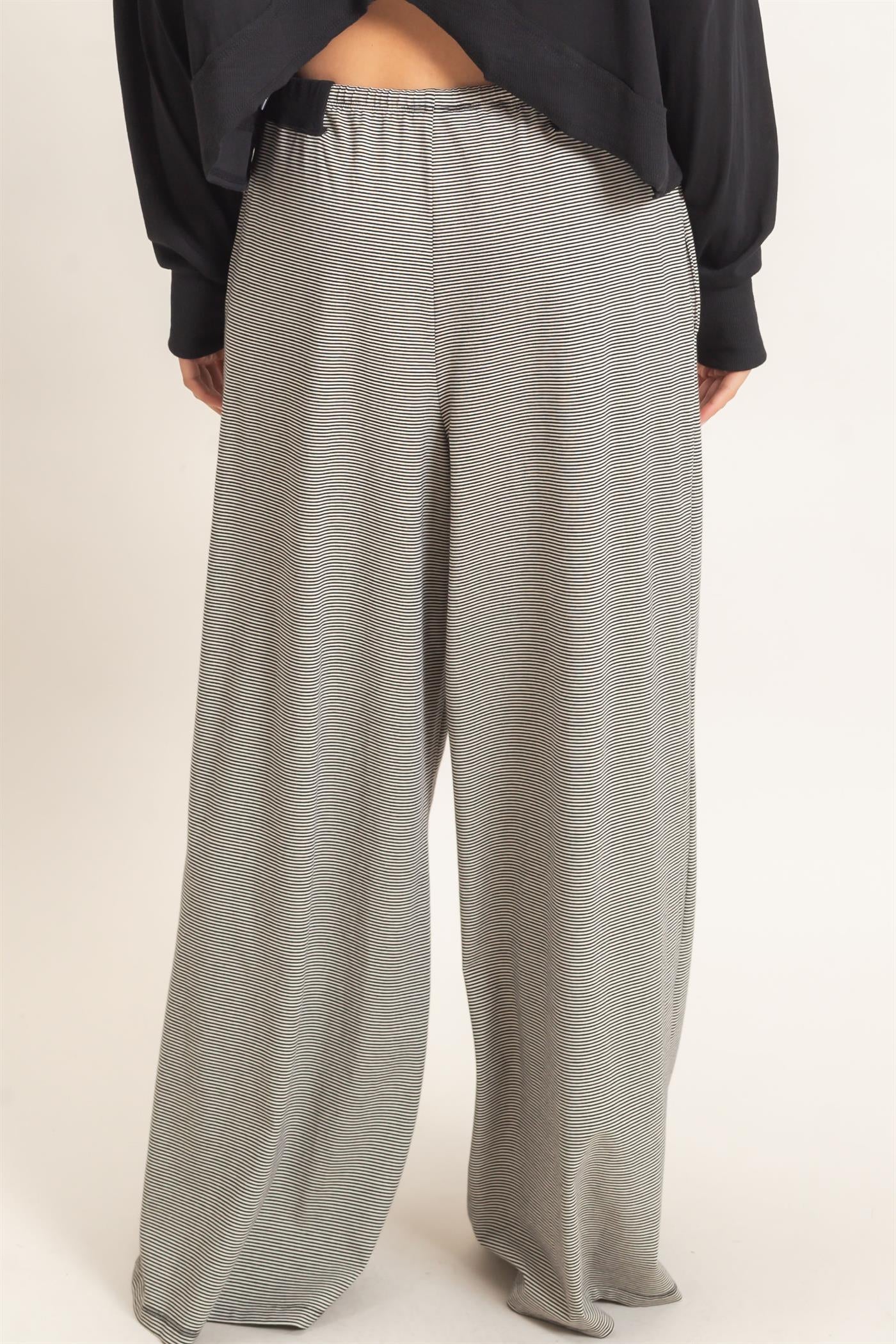Wholesale Striped Wide-Leg Pants Pants HF26E818 BLACK HYFVE