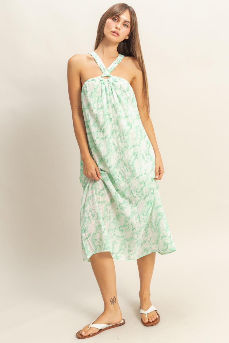 Wholesale Halter Cross Neck Backless Maxi Dress Dresses HF22E496 MINT HYFVE
