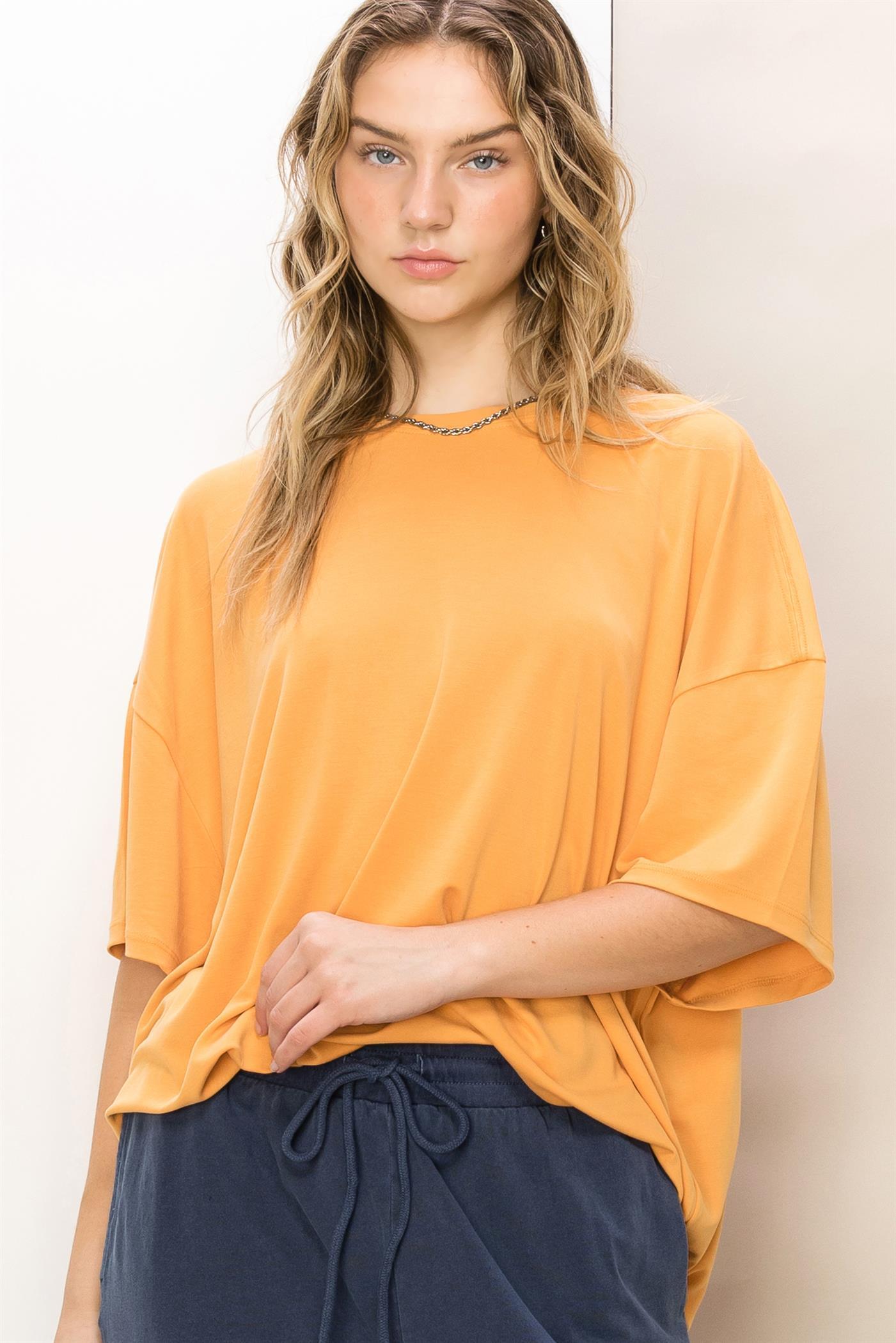 Wholesale Oversized T-Shirt Clothing Tops DZ23A960 CARAMEL DOUBLE ZERO