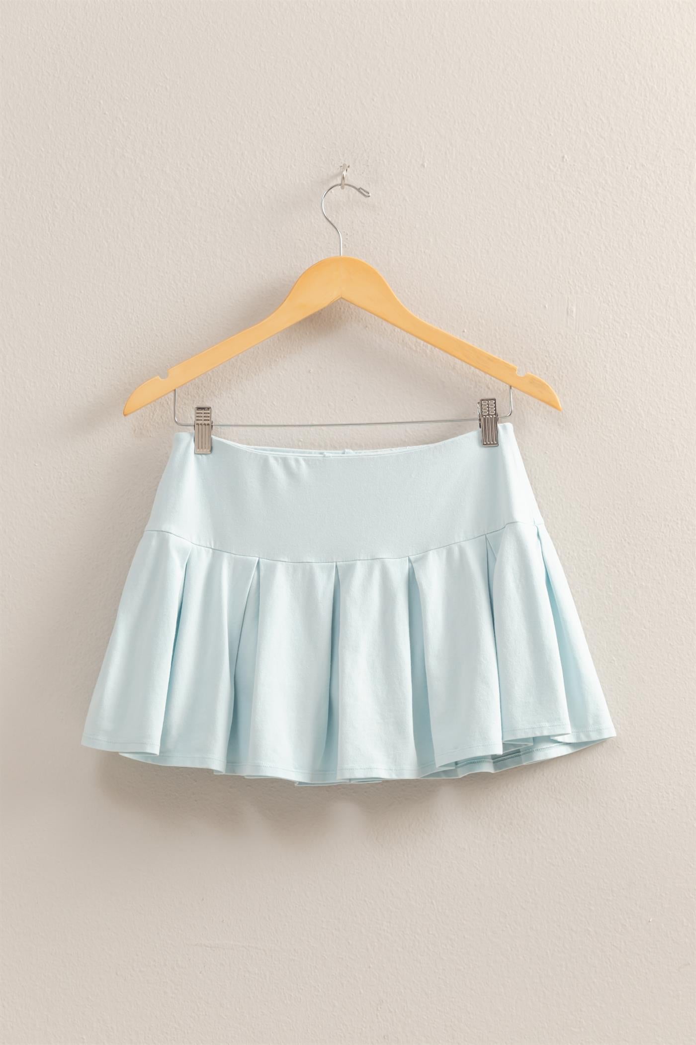 Wholesale Mid Rise Pleated Mini Skort Skorts DZ25A930 ICE BLUE DOUBLE ZERO