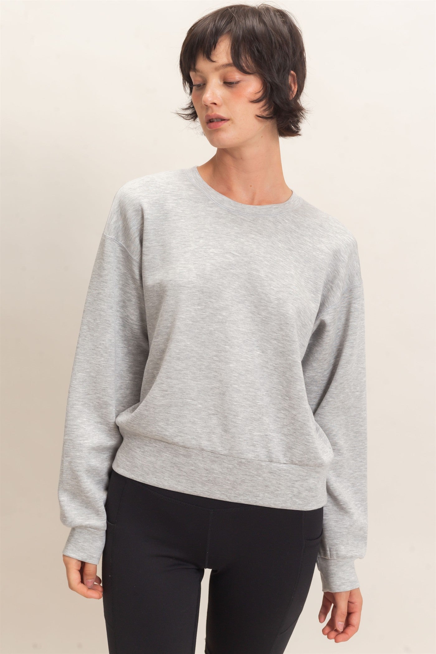 Wholesale Crew Neck Sweatshirt Sweatshirts DZ26C966 HEATHER GRAY DOUBLE ZERO